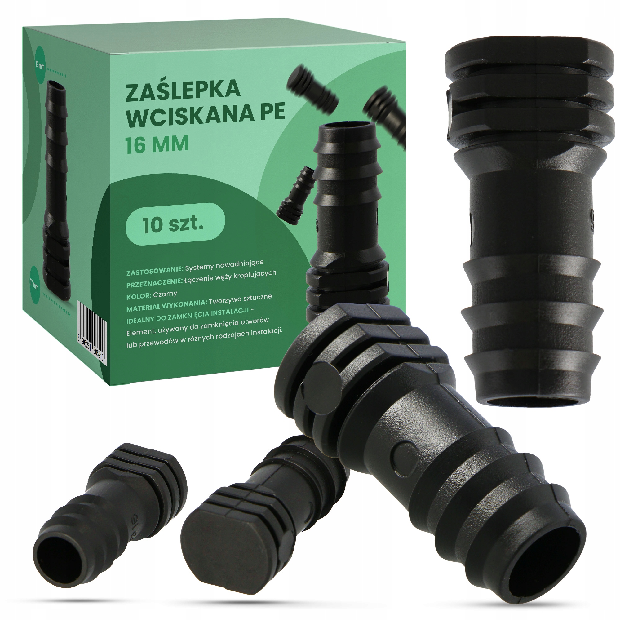 

10x Zaślepka Pe Rur Węża Linii Kroplującej 16mm