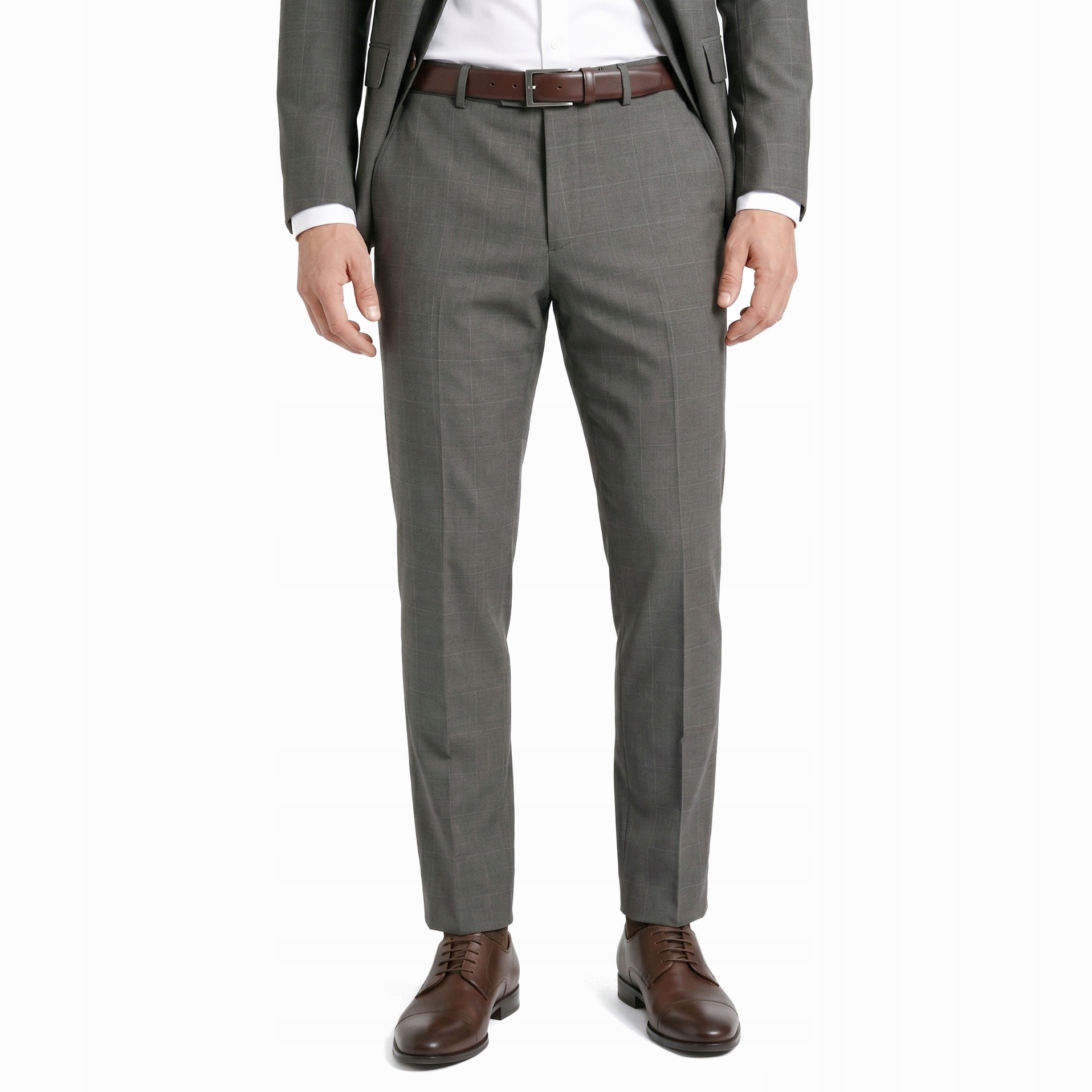 Hnědo-šedé oblekové kalhoty Slim Fit Pako Lorente vel