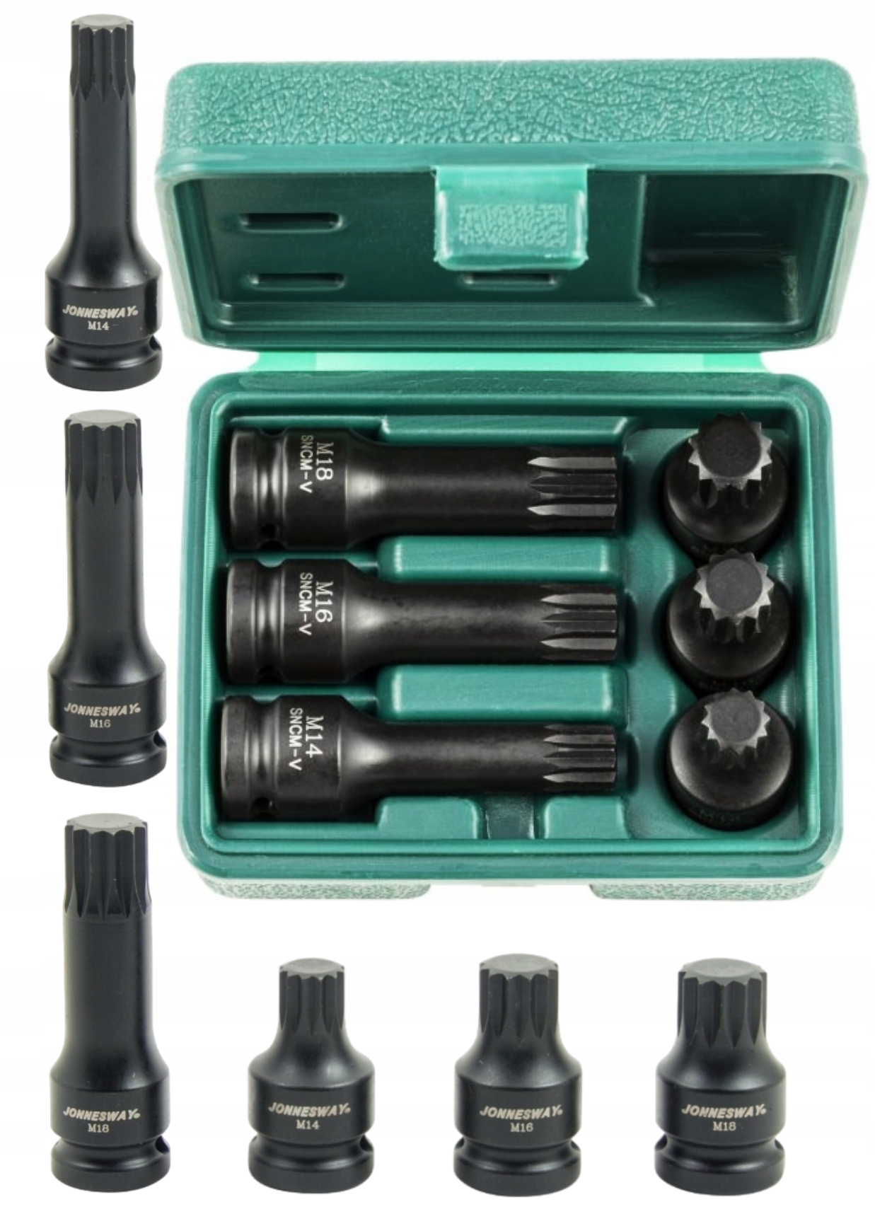 Komplet bitów wpustowych udarowych Jonnesway 1/2" Spline