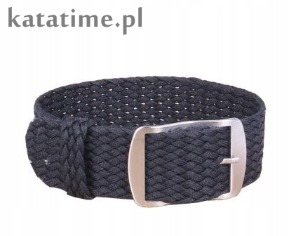 Pasek do zegarka jednoczęściowy perlon nylonowy czarny 22 mm wodoodporny