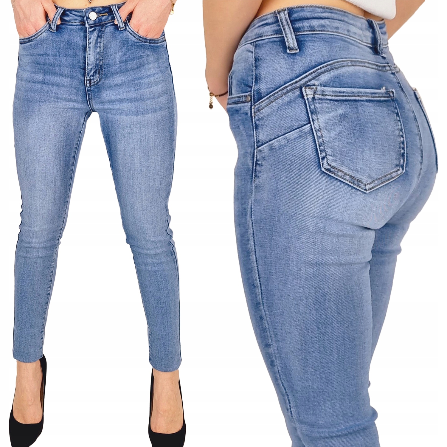 

Modne Damskie Spodnie Jeansowe Rurki Push-Up