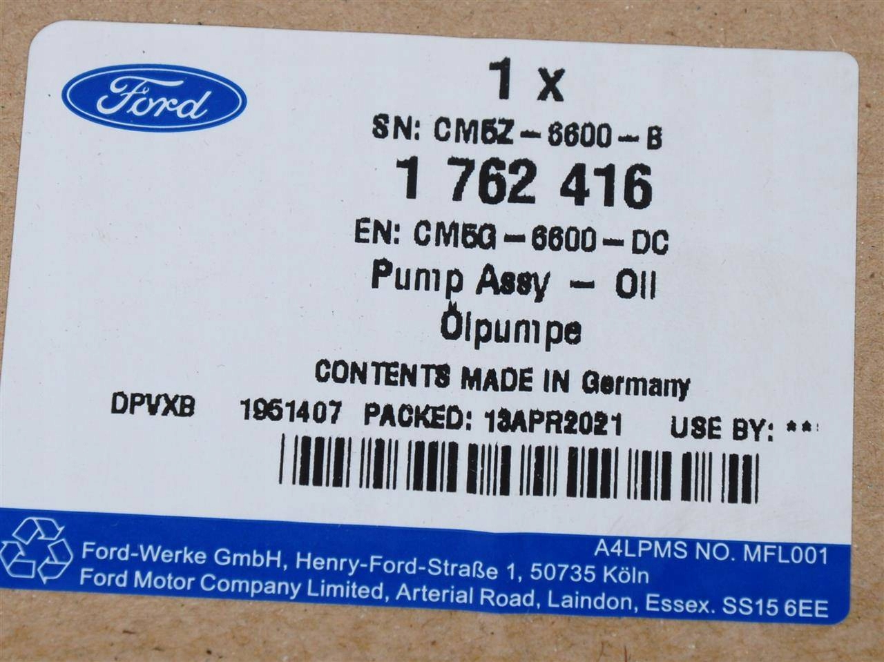 POMPA OLEJOWA 1 0 EB ECOSPORT FOCUS FIESTA C MAX Engine Type Gasoline