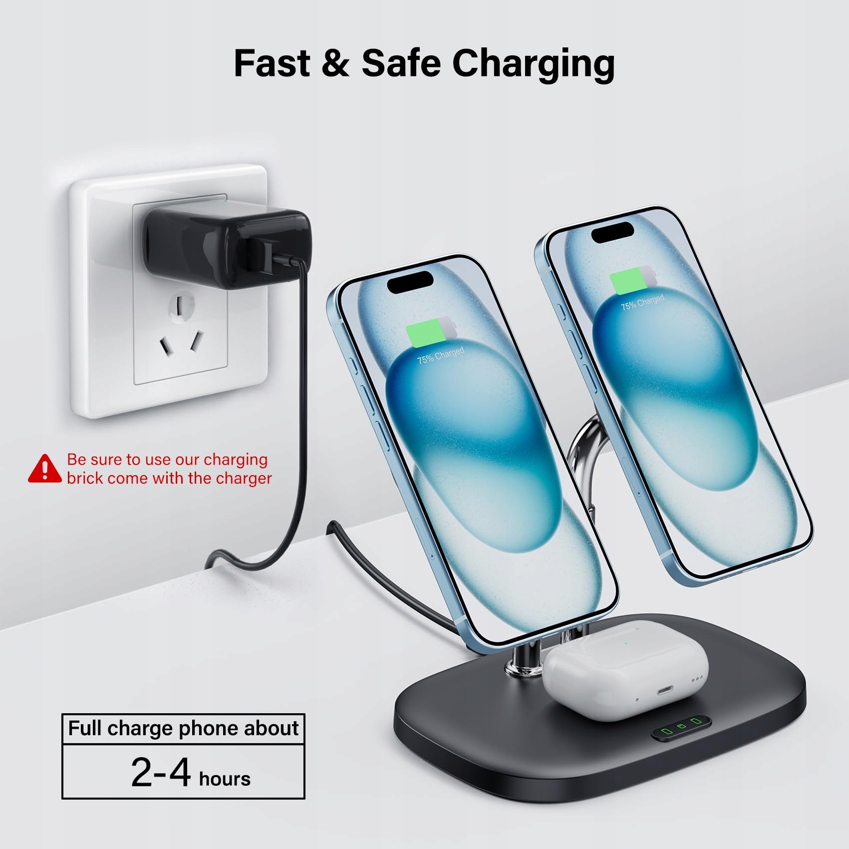 SWANSCOUT Indukcyjna Stacja Ładowania iPhone AirPods MagSafe Podwójna — miniatura 5