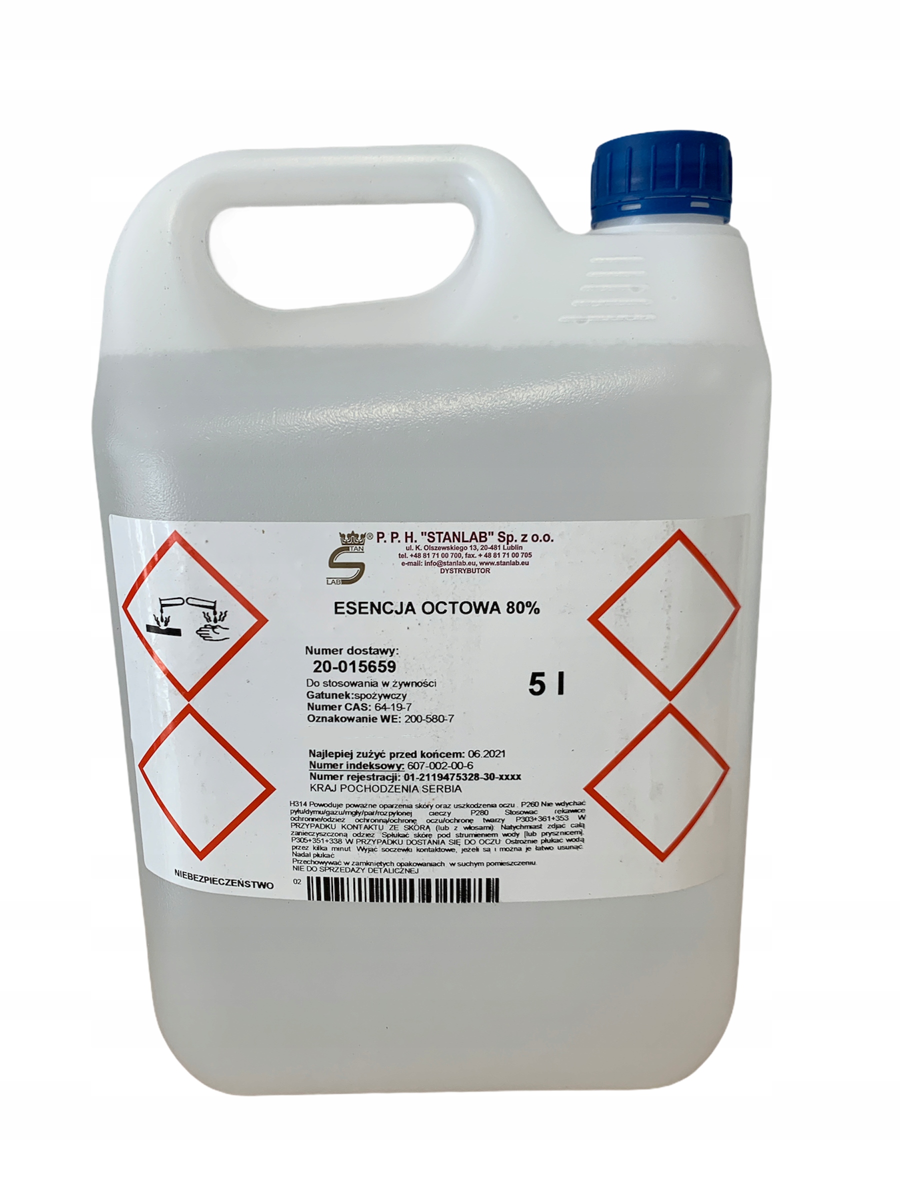 

Esencja octowa 80% 5l Stanlab warrozę Kwas Octowy