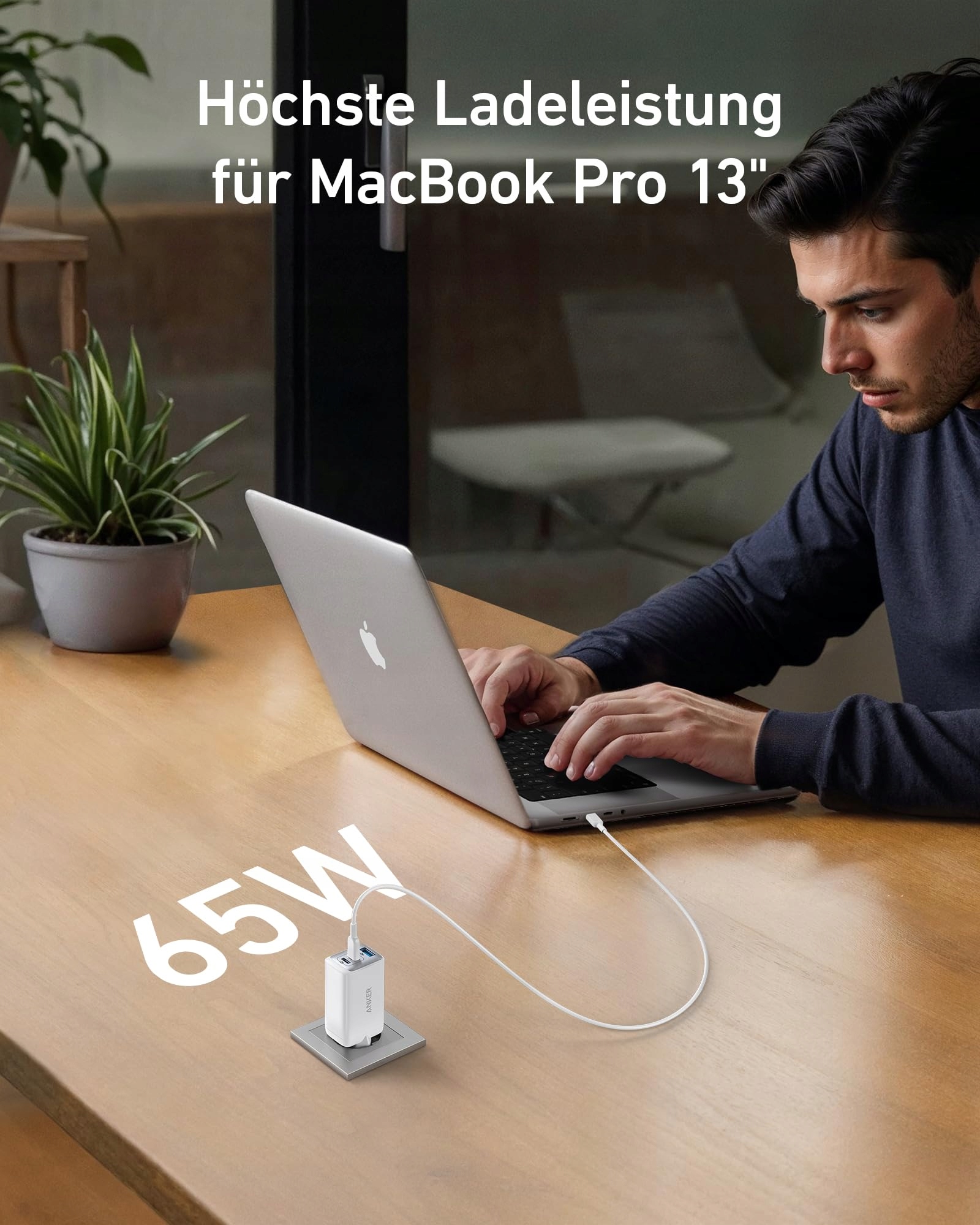 ANKER USB C Ładowarka Nano II 65W 3-Port Szybkie Ładowanie — miniatura 2