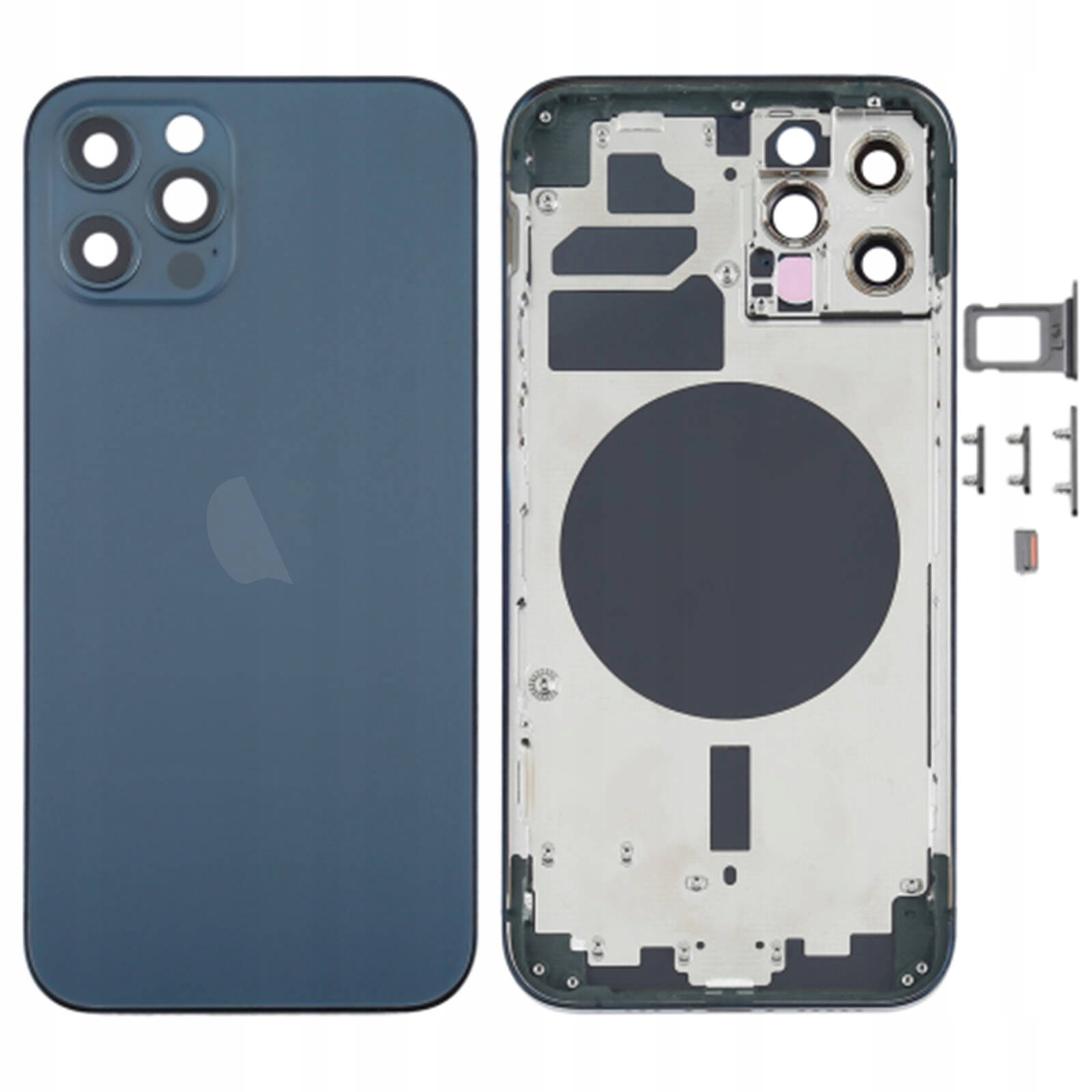 Korpus niebieski z magnesami do iPhone 12 Pro obudowa tylna z ramką MagSafe