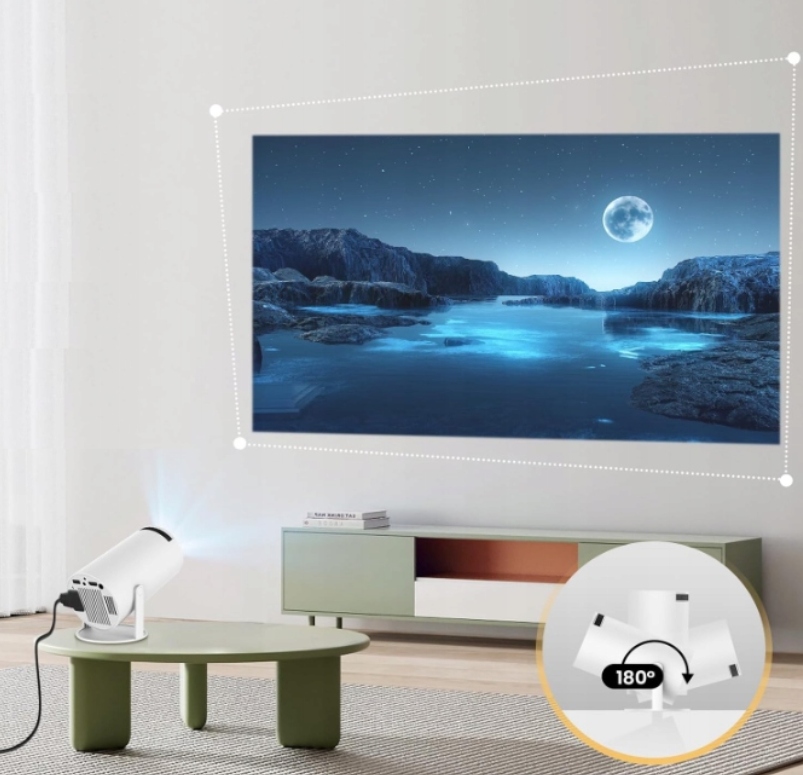 PROJEKTOR RZUTNIK ANDROID TV WIFI FULL HD PRZENOŚNY SMART GŁOŚNIK OBROTOWY Kontrast (x:1) 1500