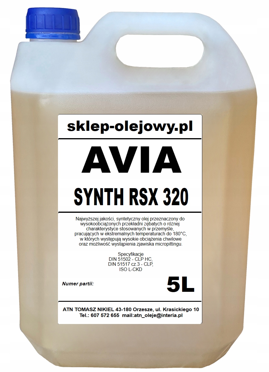 

Olej przekładniowy syntetyczny Avia Clp 320 5L