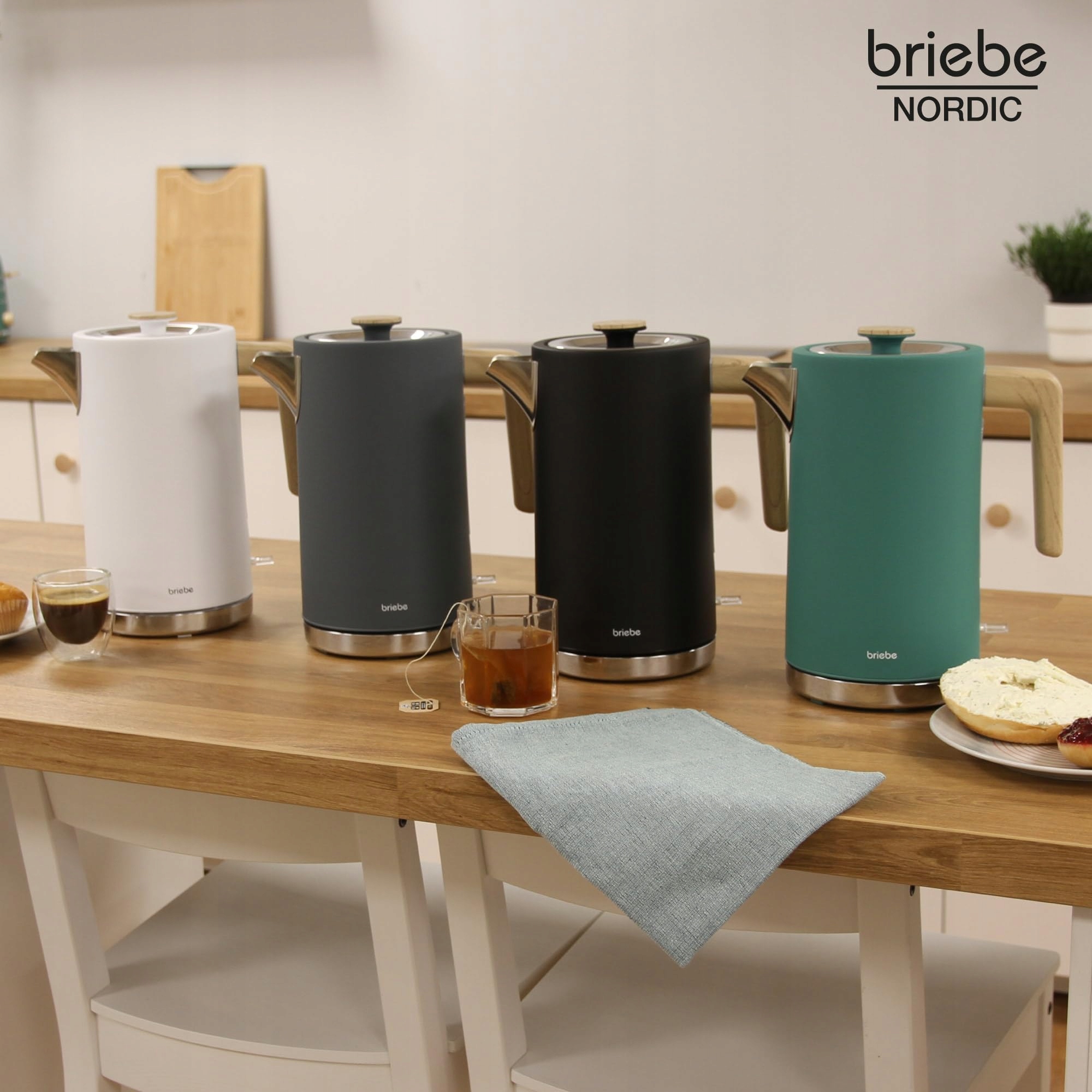 BRIEBE Czajnik Elektryczny 1,7L 2200W Bezprzewodowy BPA Free Nordycki Desig — miniatura 8