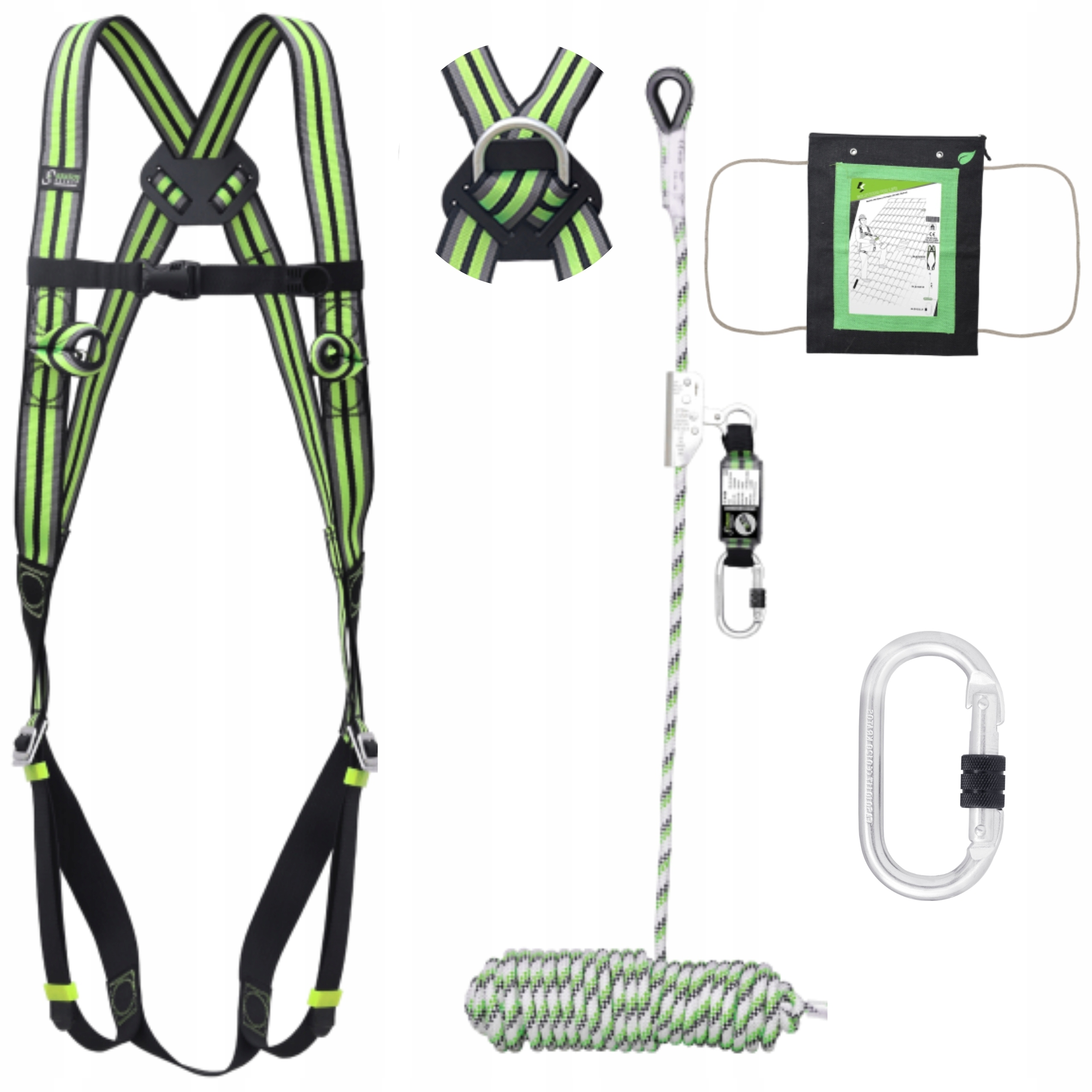 Zestaw asekuracyjny na dach Szelki Lina z urządzeniem zaciskowym Zatrzaśnik