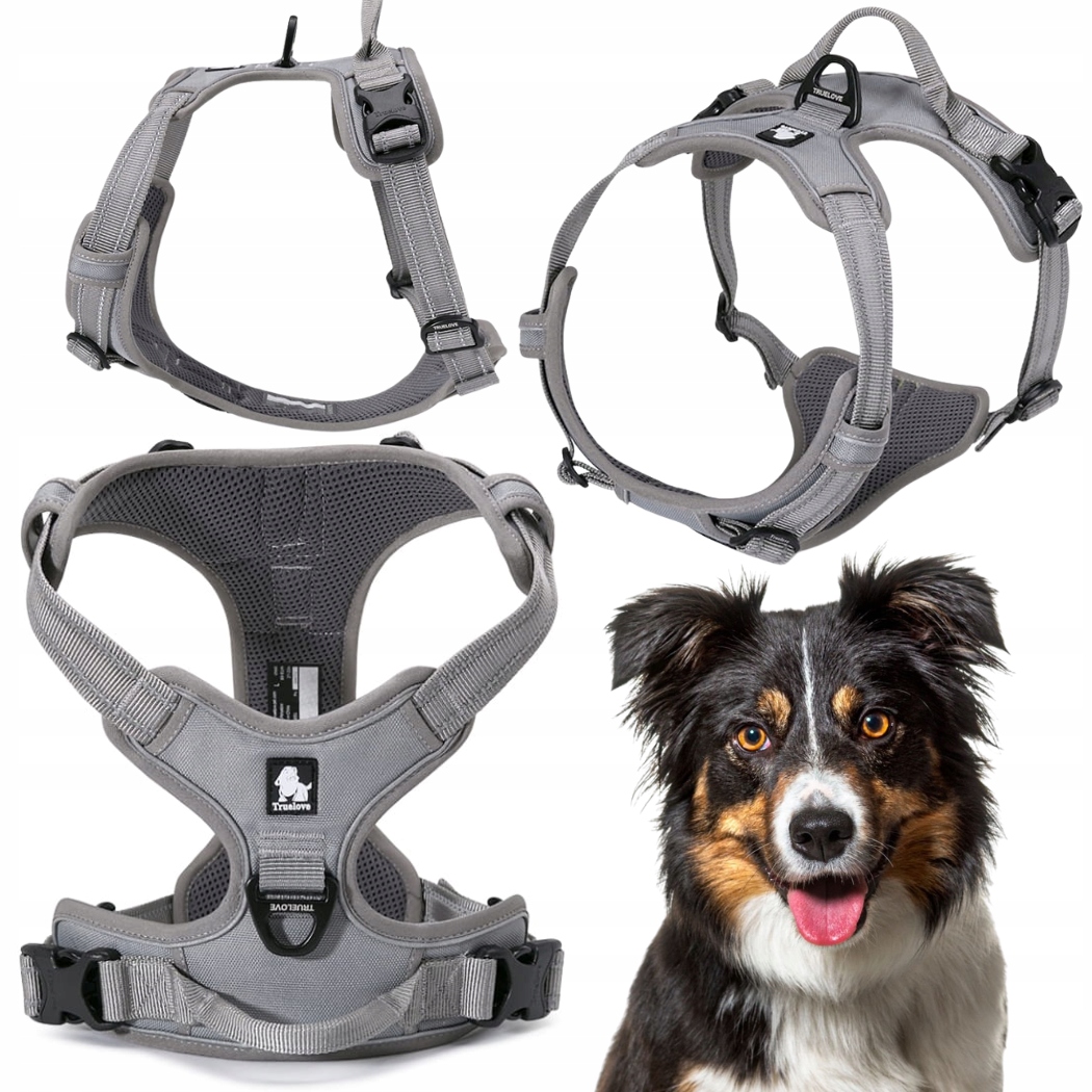 Levně Obojky Pro Psa Truelove Easy Walk Silné, Odolné, Reflexní, Šedé