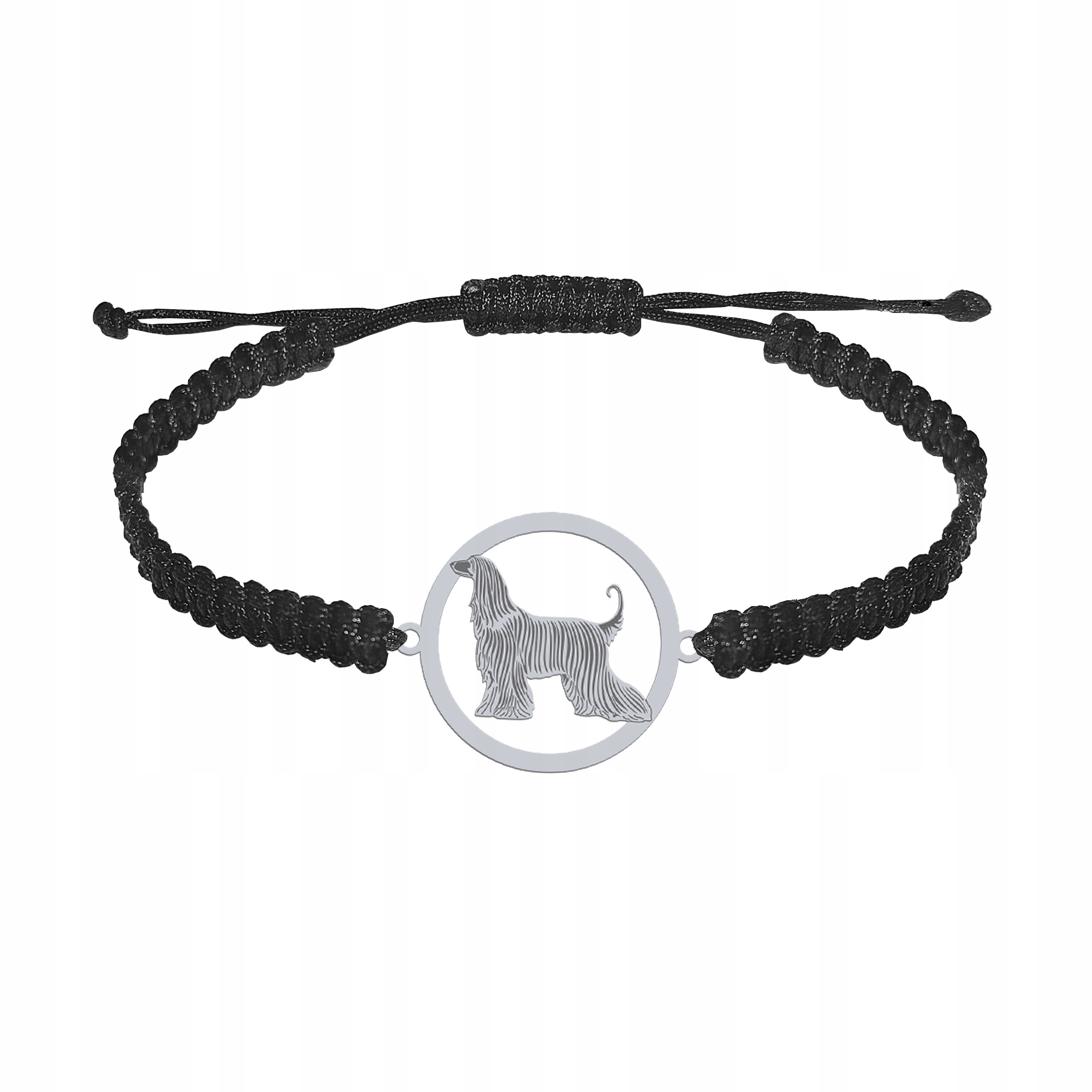Stříbrný náramek s afghánským chrtem 925 Makramé Věnování Gravírování Bonus