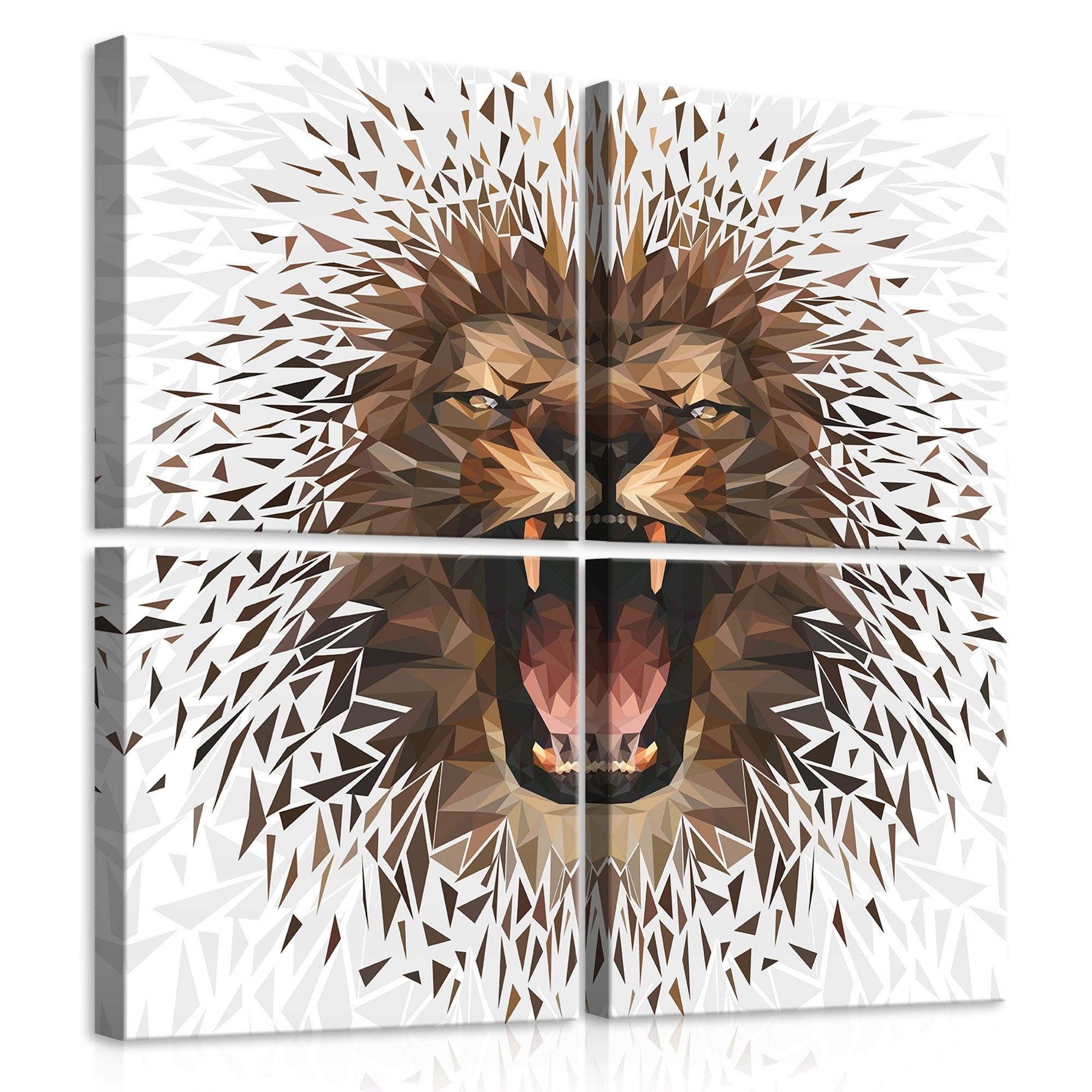 Obraz 50x50 Lev řev lva síla divočina geometrie low-poly abstrakce energie