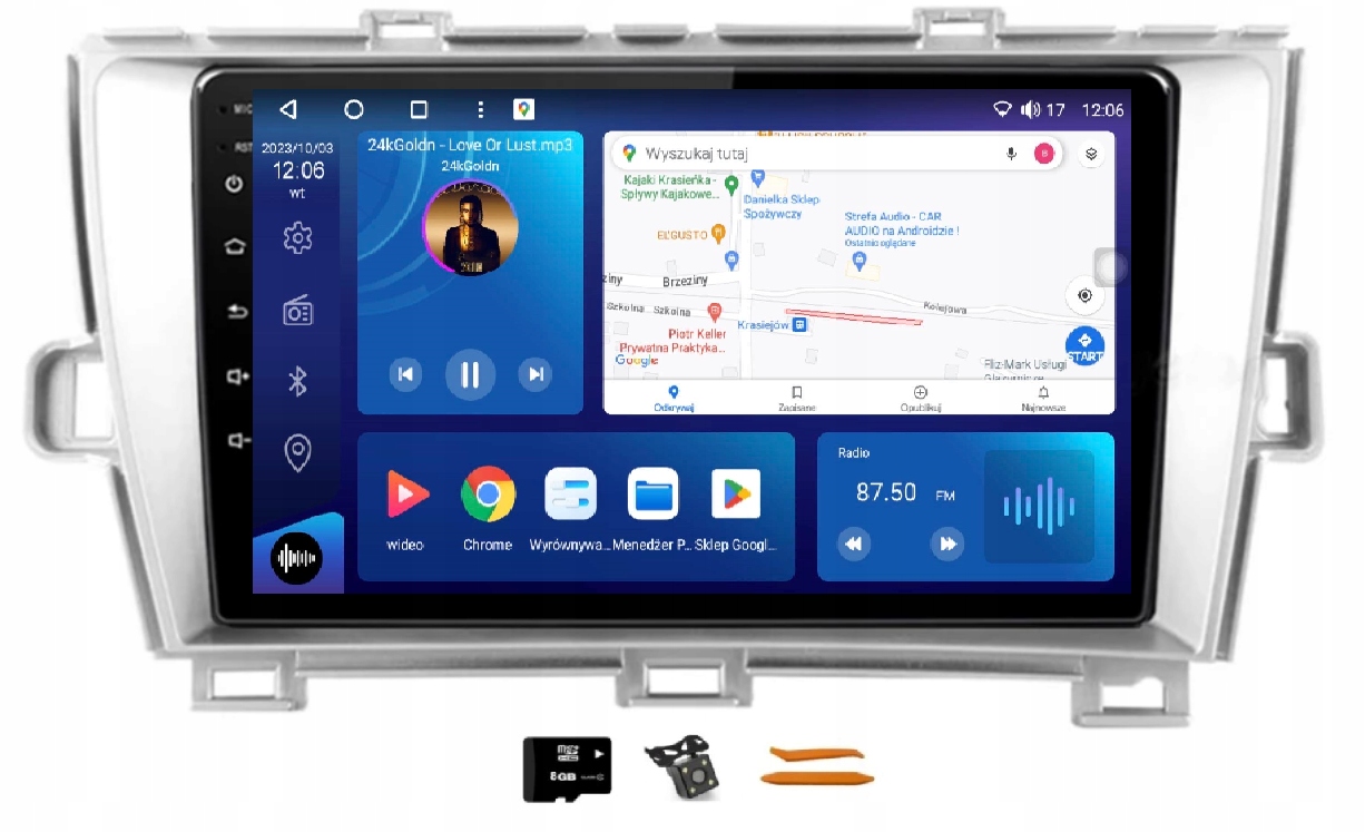 Zestaw Ekran Samochodowy XQ460S Qled Carplay Lte Gps Toyota Prius 3 09-15