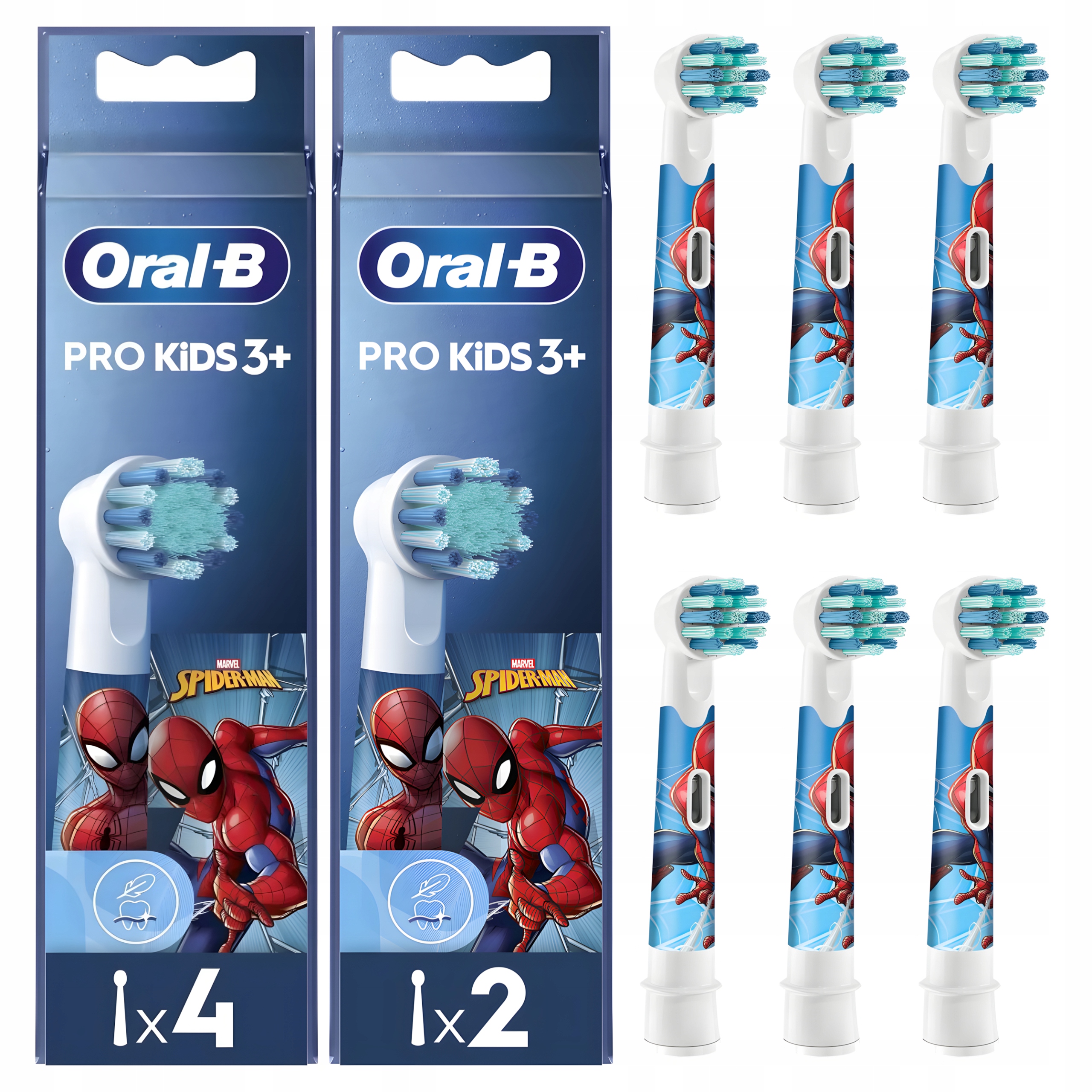 6x Oryginalna Końcówka Braun Oral-B do Szczoteczki Elektrycznej SpiderMan