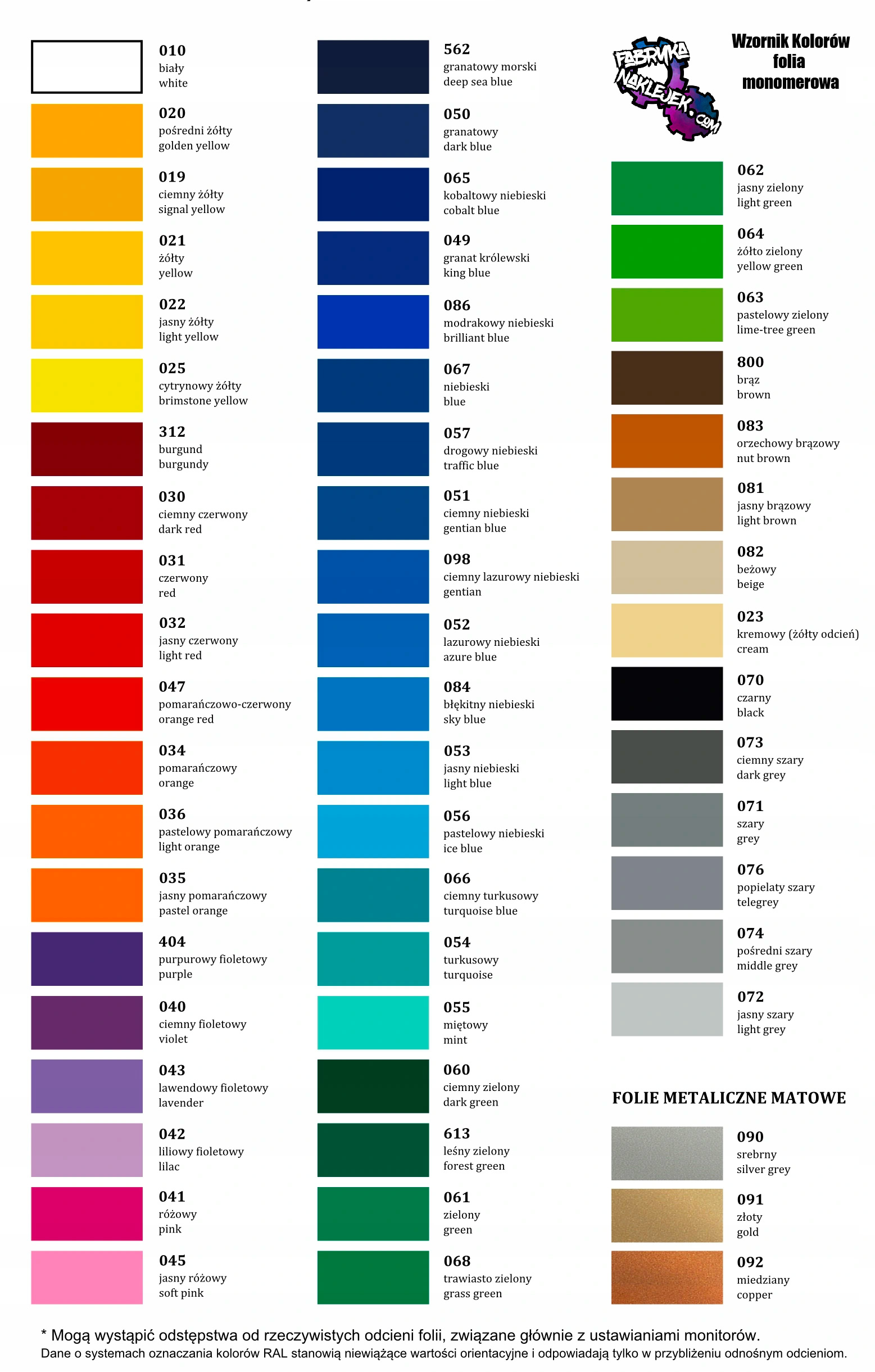 

Folia Arkusz A4 Różne Kolory folia samoprzylepna