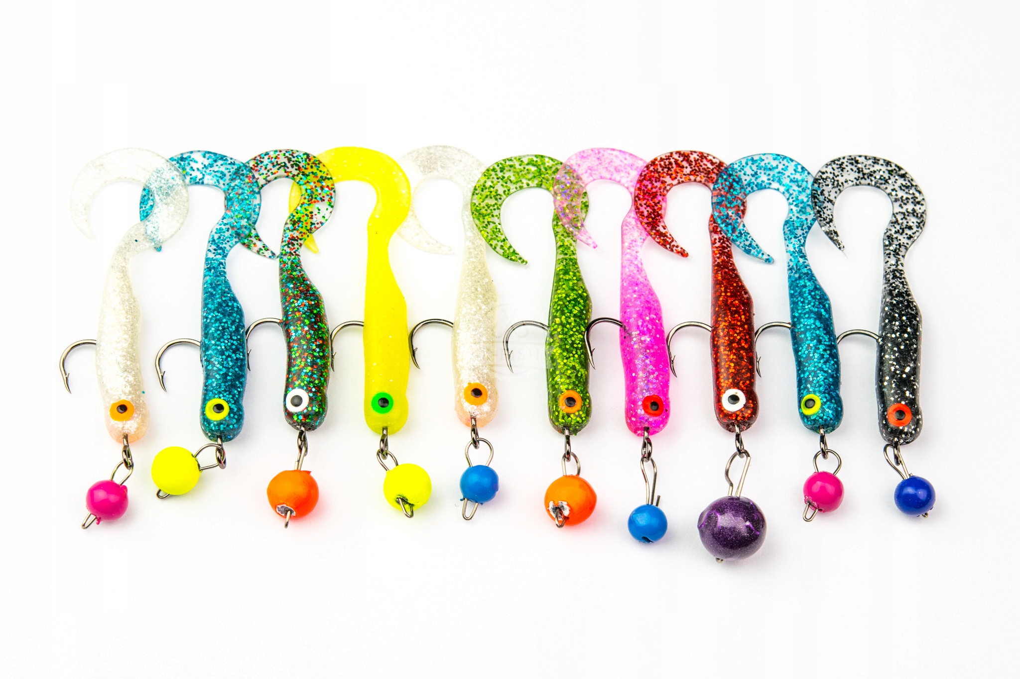 Gumy Great Fish GF1 twister (49mm) MIX 10szt. czebu. ołów kolor