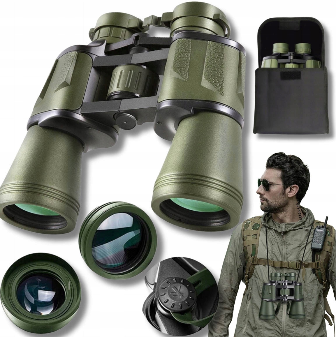 Turistická Dalekohledová Lovecká 20x50 Vojenská Skleněná Optika BK-4 Pouzdro