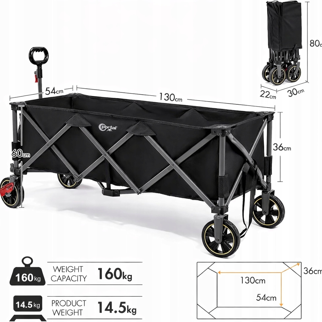 Portal Festivalový vozík na kolieskach 300 l XXL s kempingovými brzdami