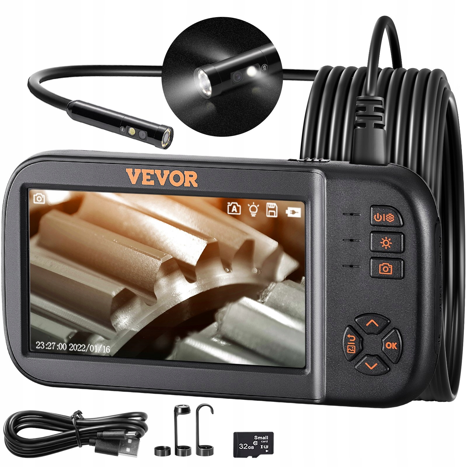 Inšpekčná kamera endoskop 3 objektívy 1080P obrazovka 11,4 cm IP67