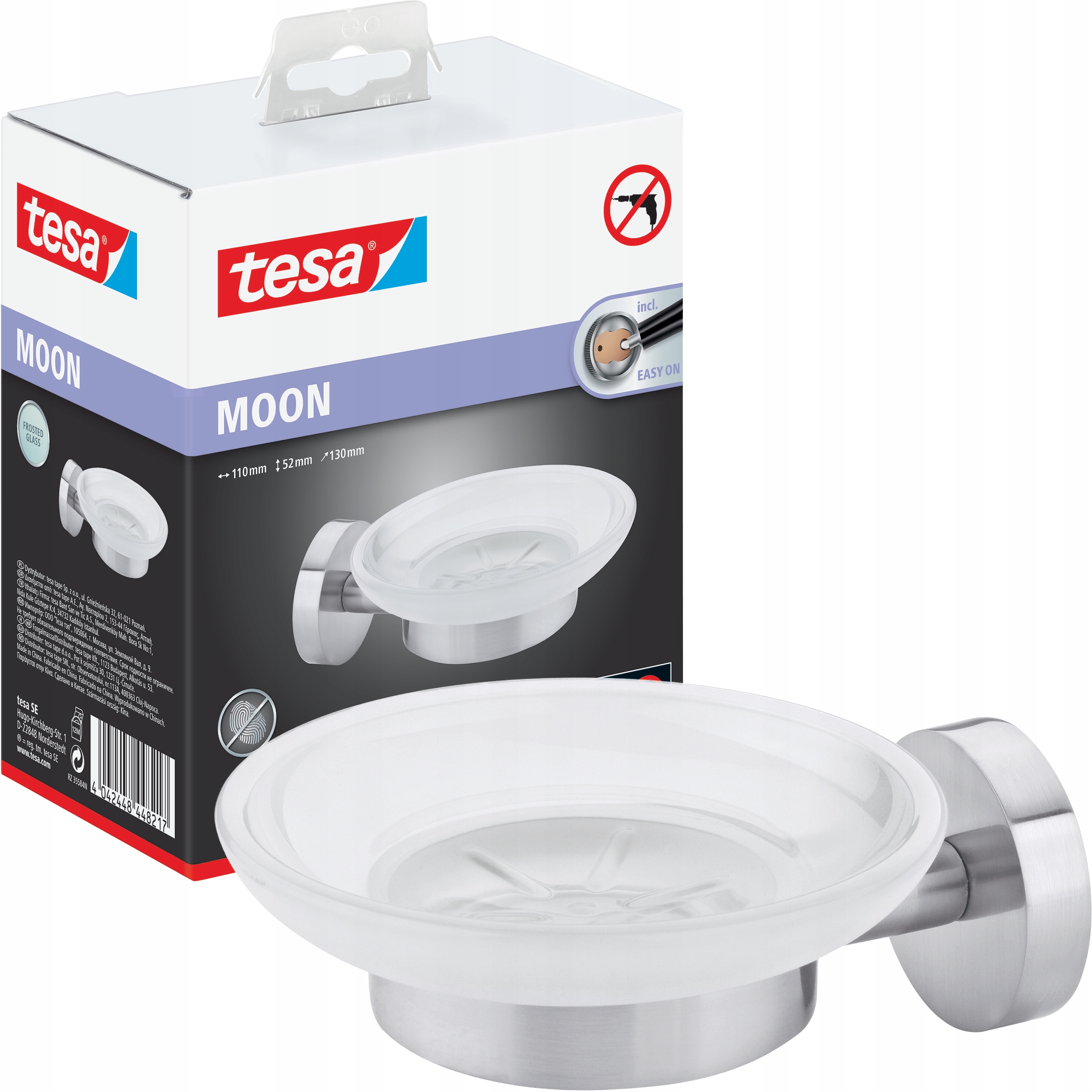 Tesa Moon Samolepicí Mýdlenka do koupelny, kovový