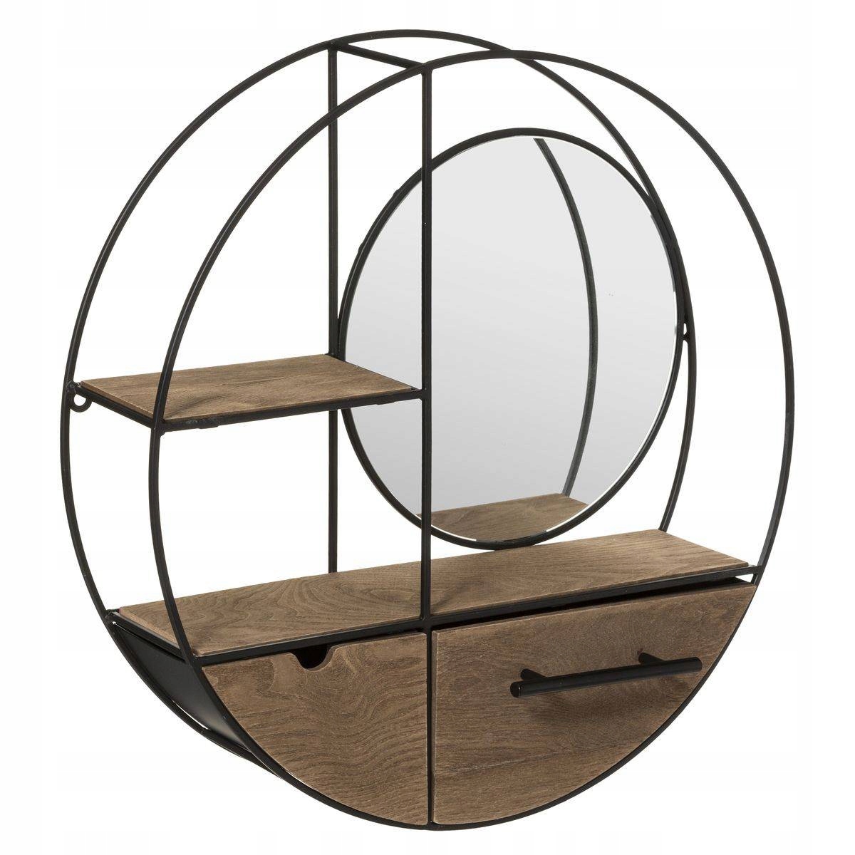 

Lustro ścienne w metalowej ramie z półkami Loft