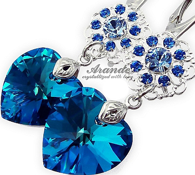 Nové Krásné Krystaly Náušnice Blue Heart Feel