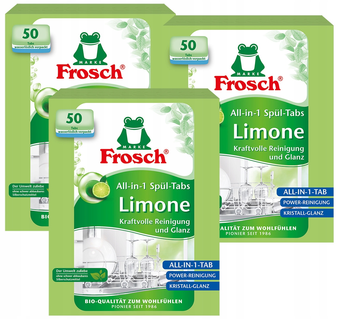 Levně Frosch Ekologické tablety do myčky Limetkové All in One Karton 150 ks