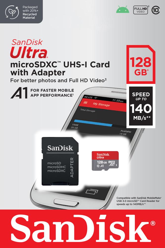 

Karta Pamięci Sandisk Ultra micro Sd 128GB 140MB/s