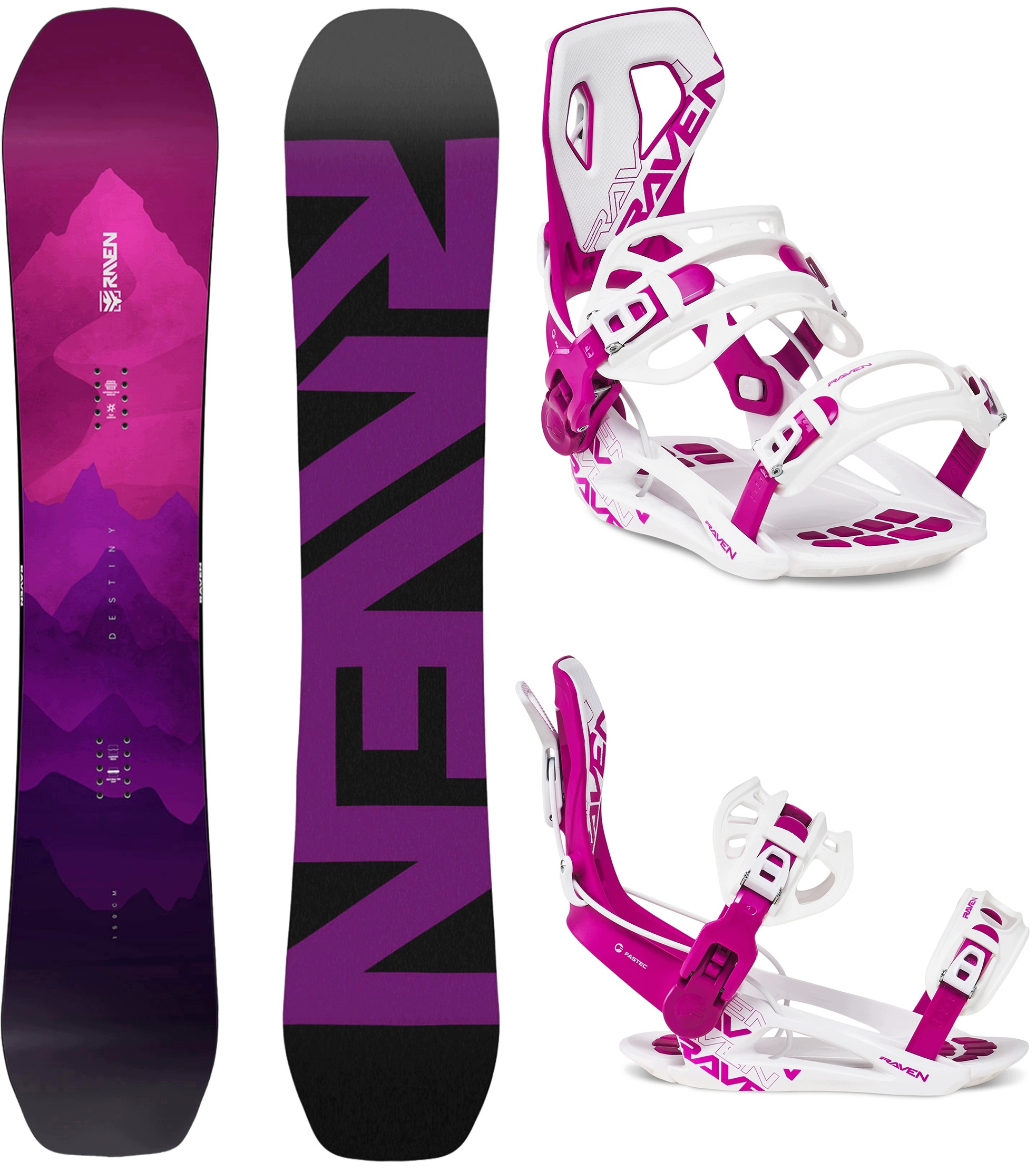 Snowboard Raven Destiny 144cm wiązania Raven FT360 White/Fuchsia S