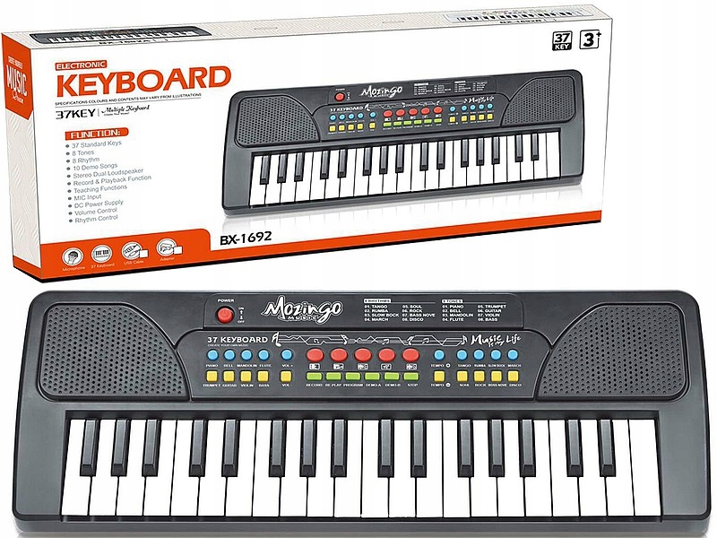 Organki na baterie 37 klawiszy mikrofon49x20x8cm