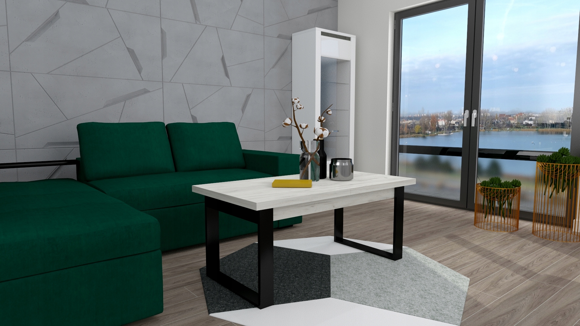 NOWOCZESNY STOLIK KAWOWY ŁAWA DO SALONU LOFT Wysokość mebla 55 cm