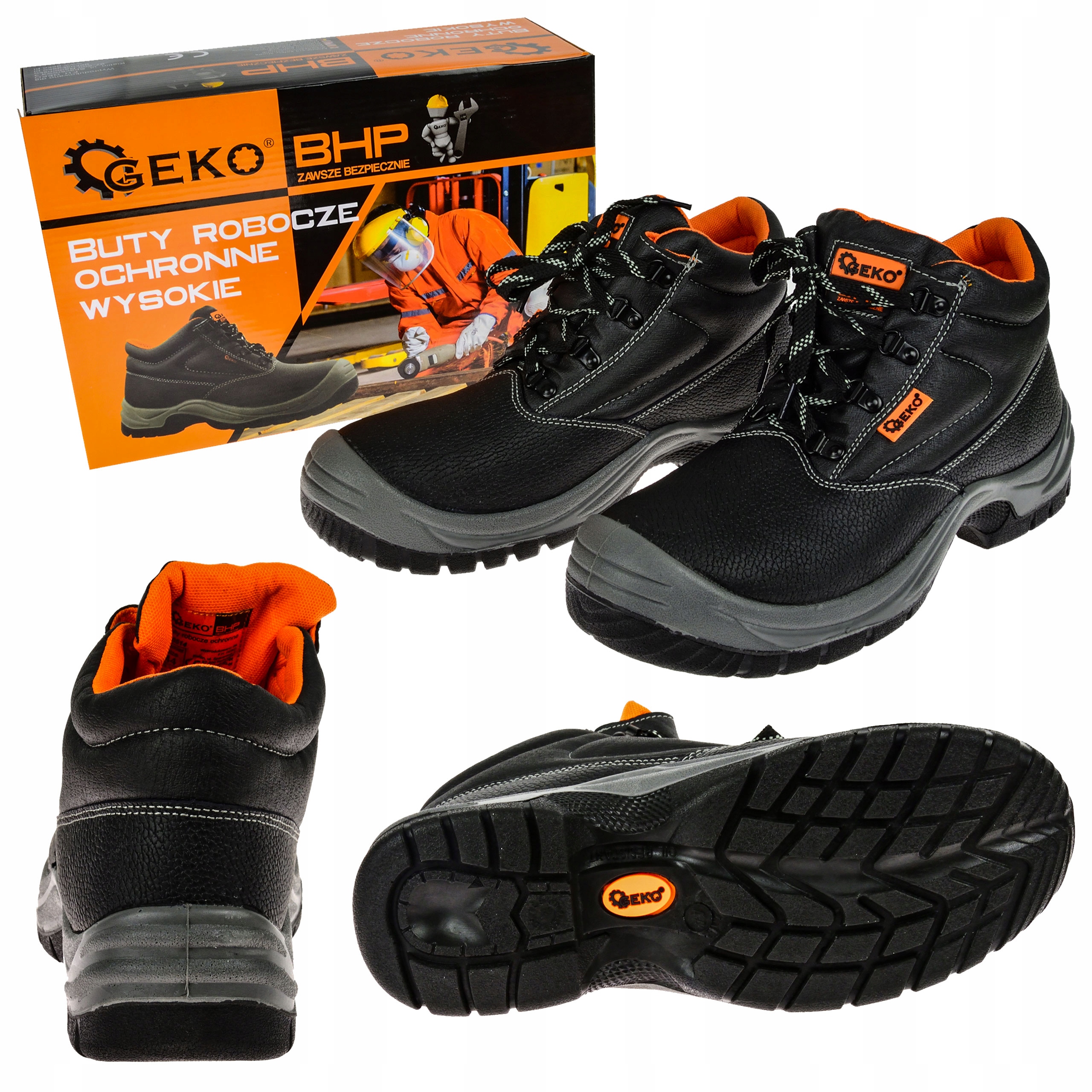 BUTY ROBOCZE r.47 BHP OCHRONNE TRZEWIKI SKÓRZANE CZARNE SRC CE ISO