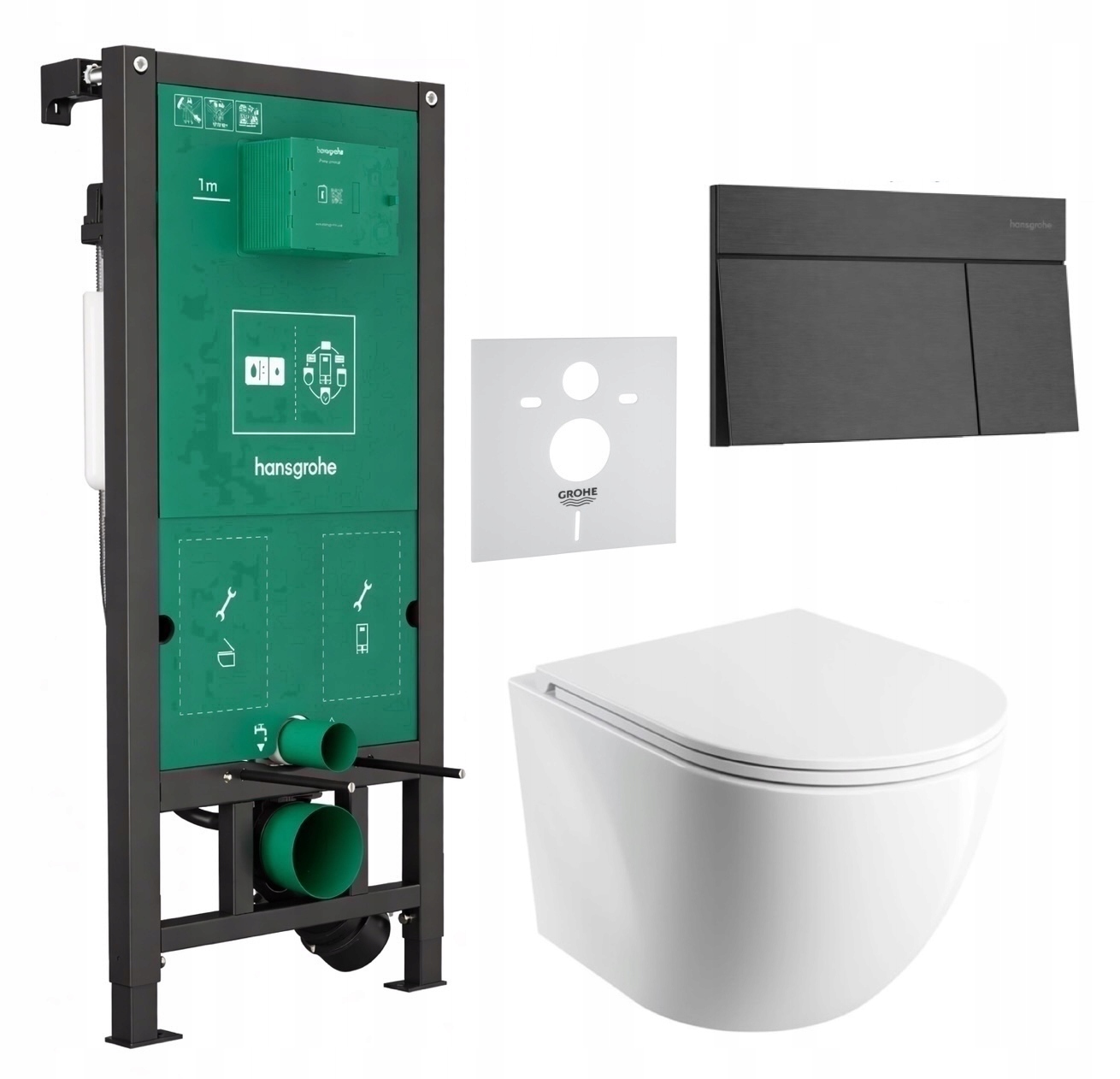 7v1 Wc Sada, Stelaz Hansgrohe iFrame Wc Miska Omnires Matná Tlačidlo