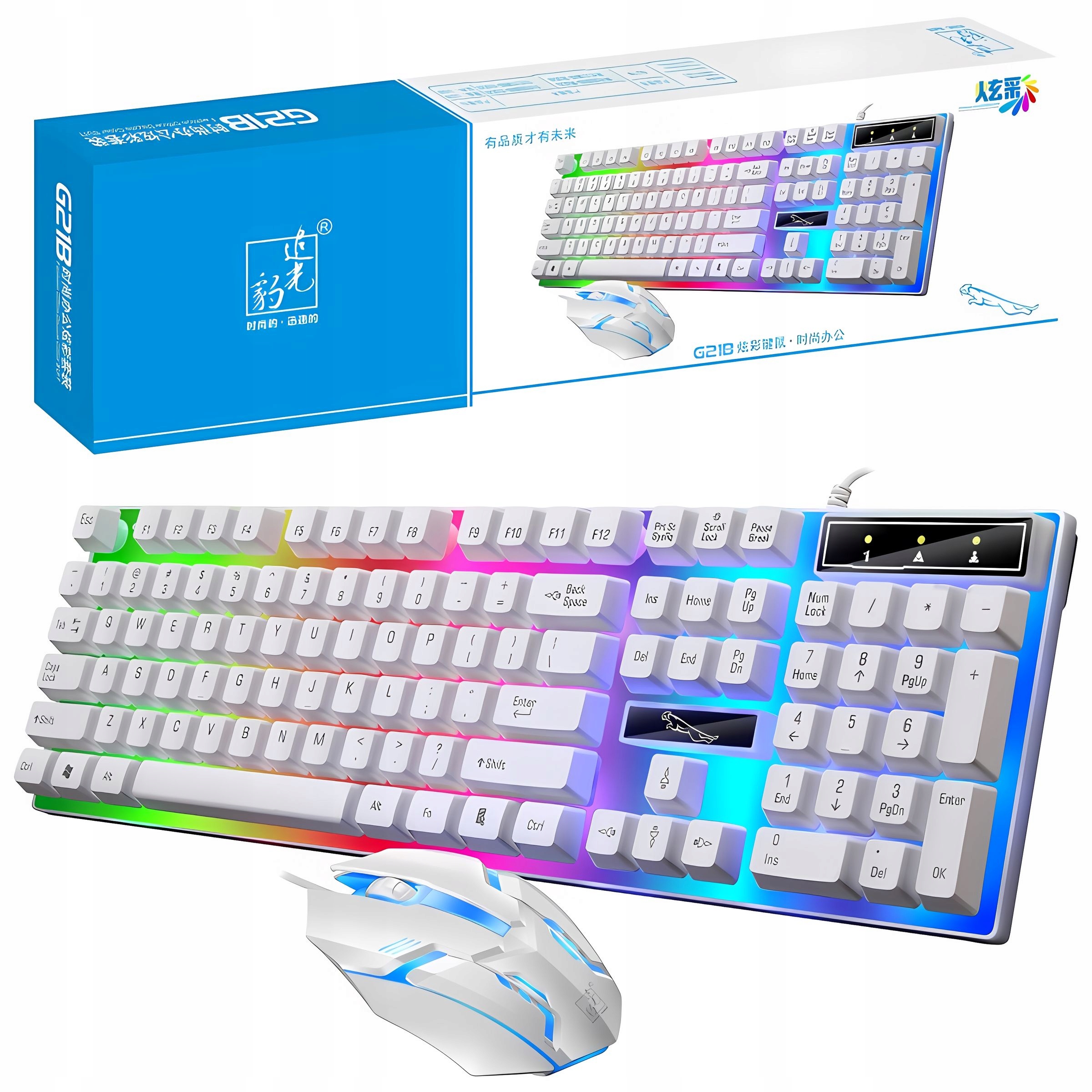 Klawiatura membranowa zestaw gamingowy mysz podświetlana RGB dla gracza