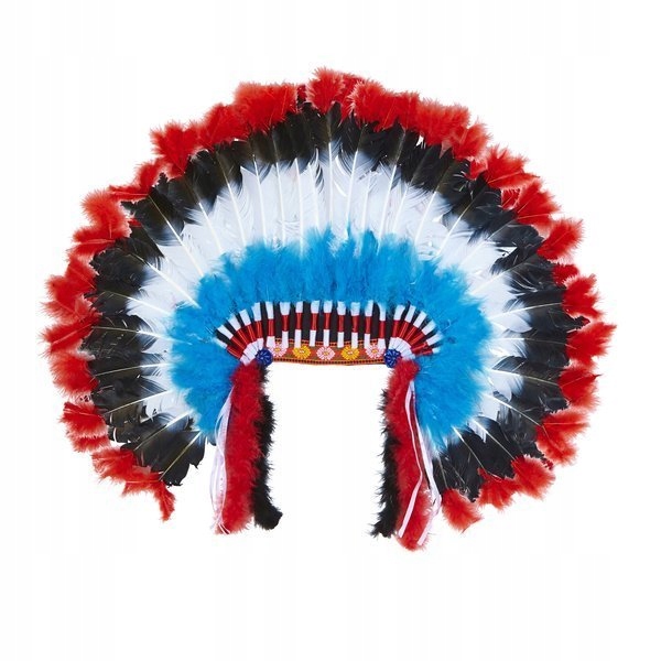 PIÓROPUSZ WODZA INDIANINA INDIAŃSKI NIEBIESKI XXL
