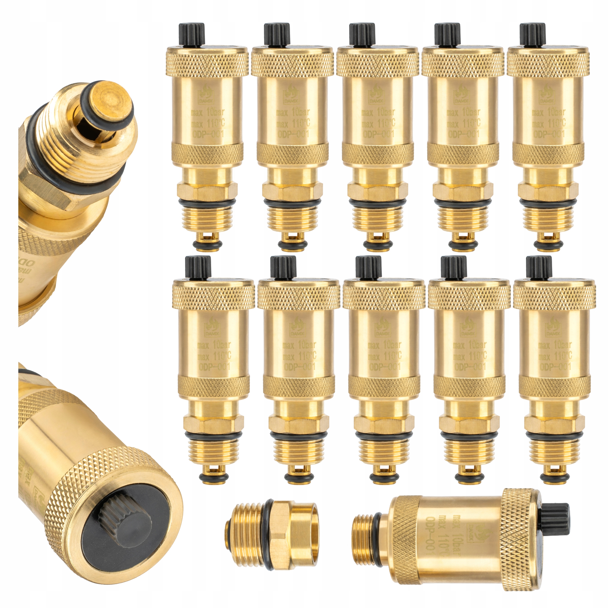 Automatický Odvzdušňovač S Uzavíracím Ventilem 1/2" Palce Vertikální 10 Kusů