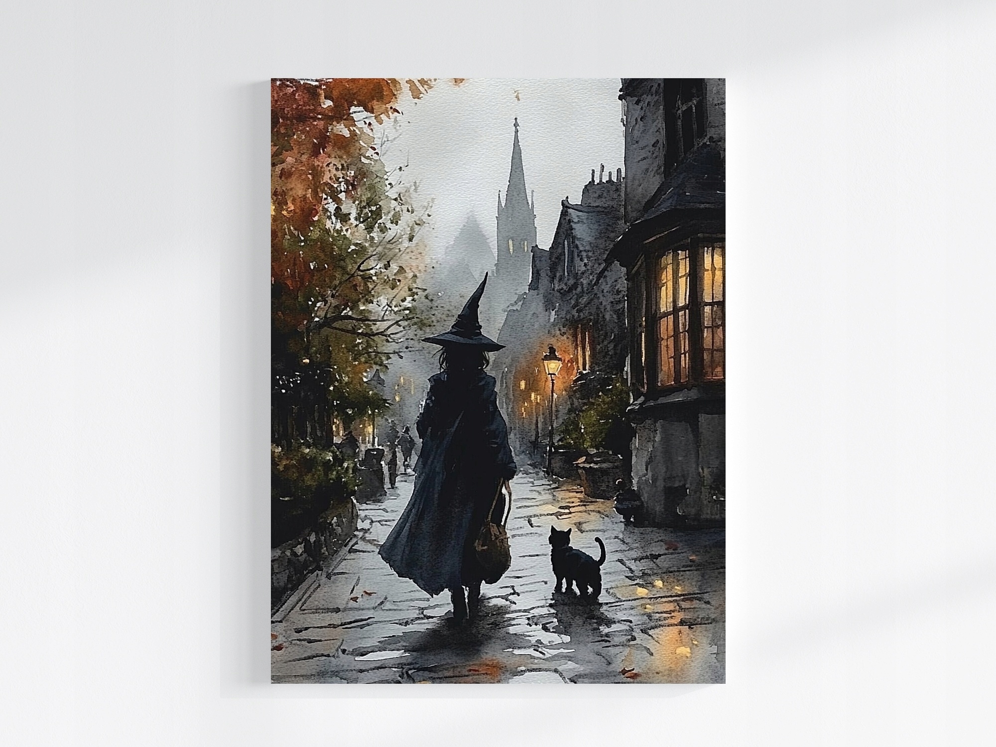 Obraz Na Plátně Canvas Čarodějnice Kočka Temná Ulička Vintage Gotika 75x100