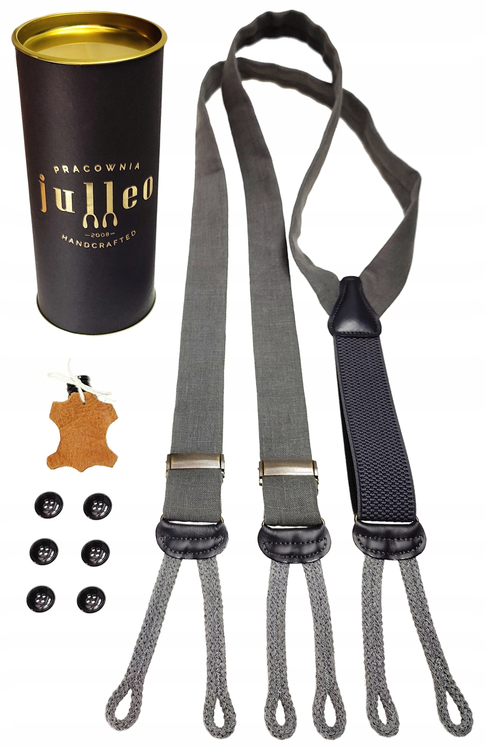 SZELKI DO SPODNI NA GUZIKI LEN NATURALNY SZARY Rodzaj do spodni