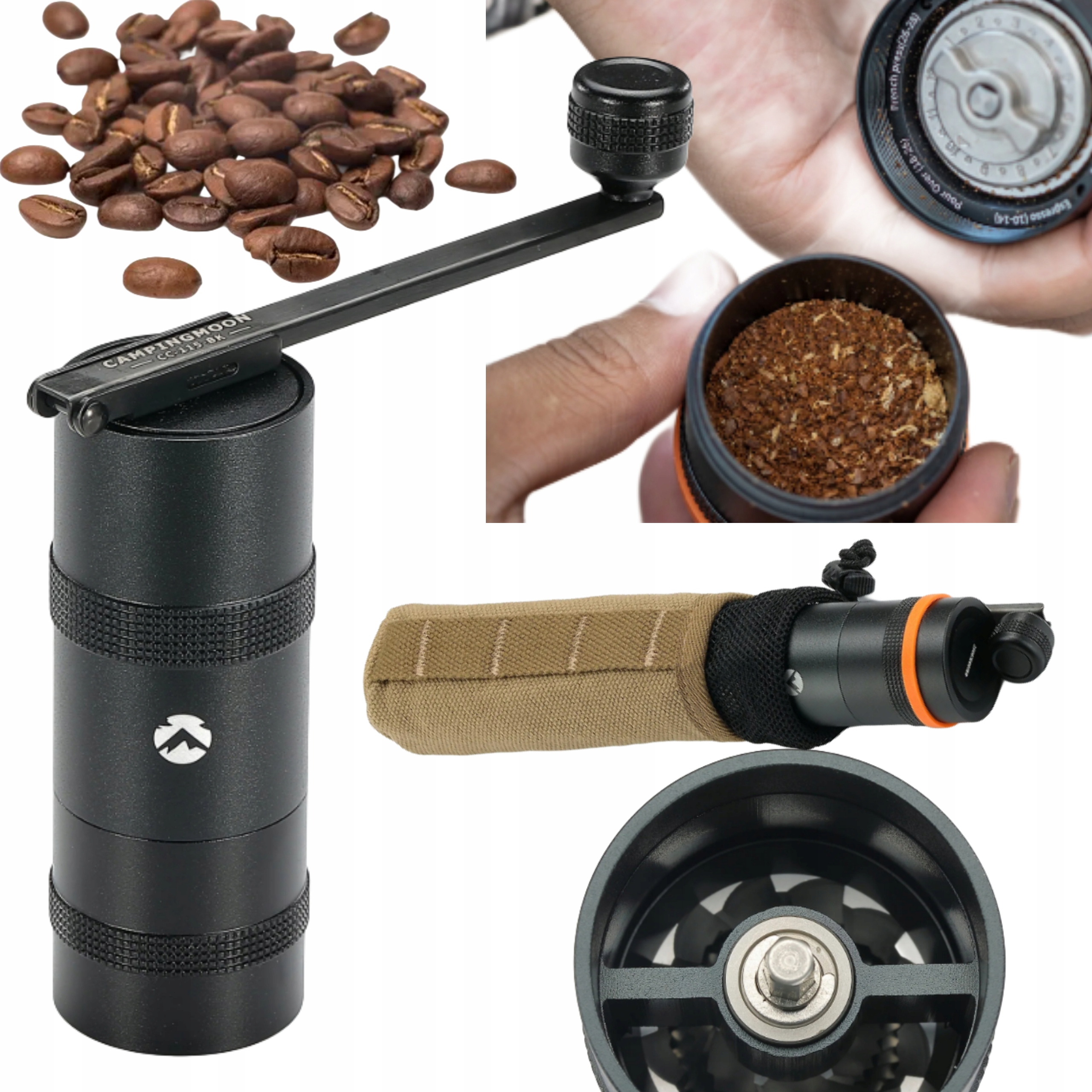Campingmoon CC-115B Mlýnek Na Kávu Nerezová Ocel Black Regulace mletí