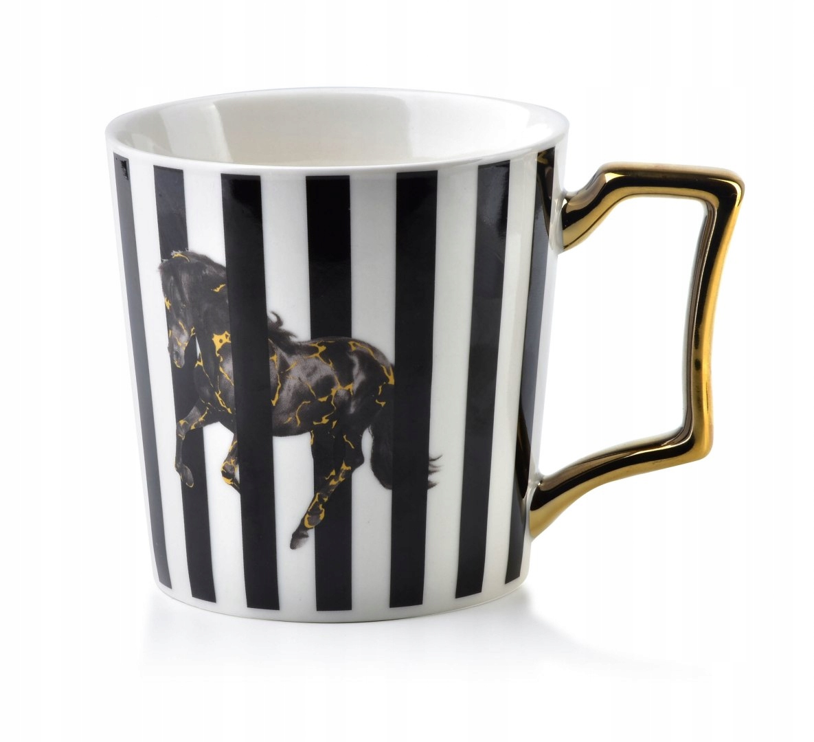 

Kubek Porcelanowy 400ml W Paski Złote Ucho Glamour