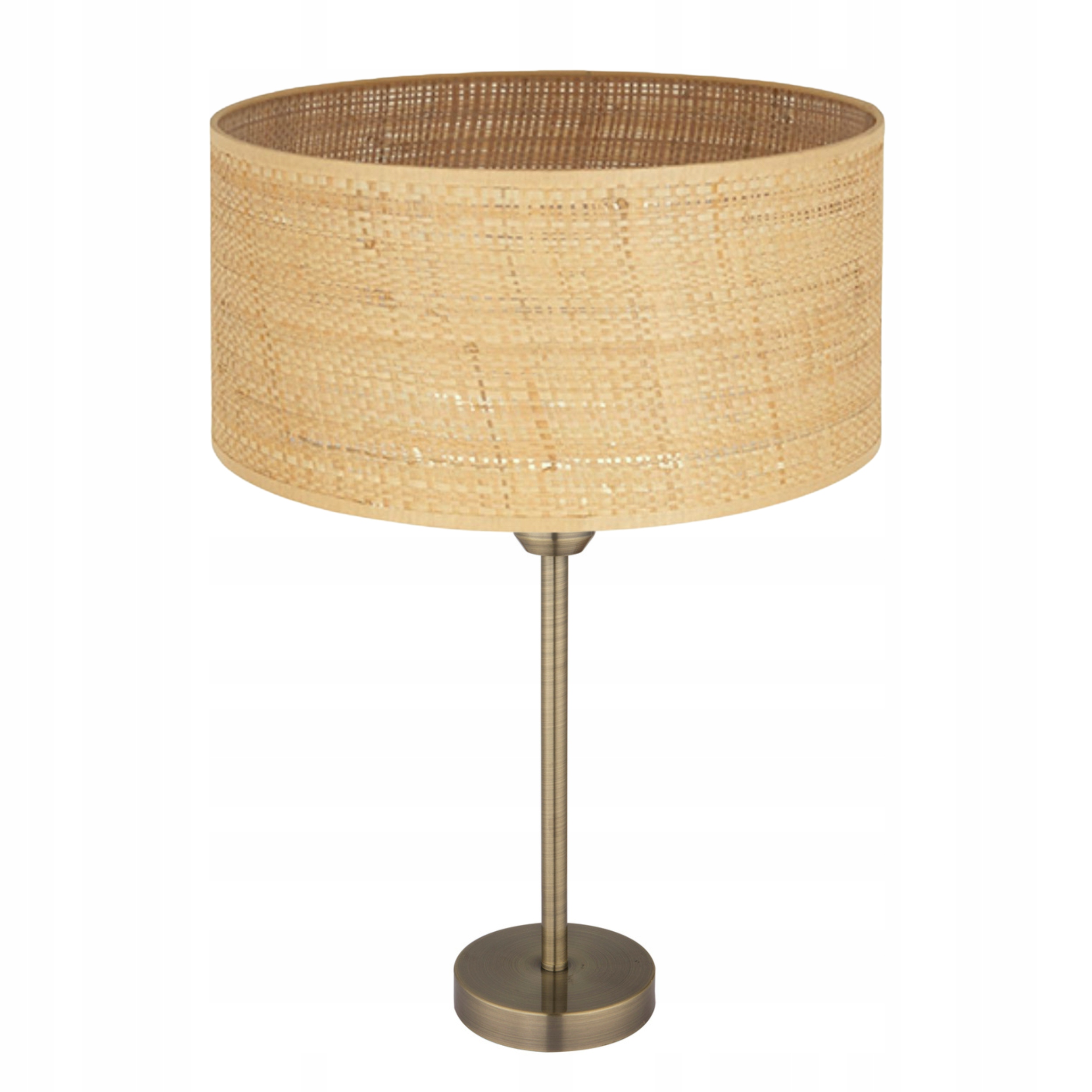 Noční Lampa Stolní Ratan Jutová Saténová Patina Stínidlo 30 cm E27