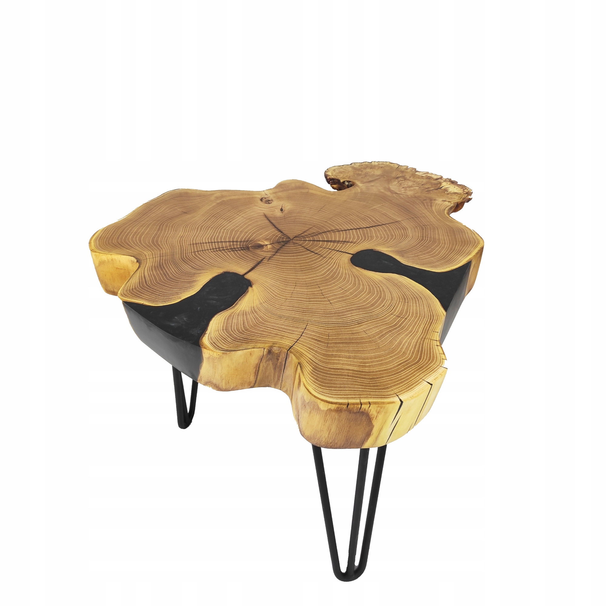 Konferenčný Stolík z dreva s čiernou živicou na čiernych nožičkách Loft Moderný