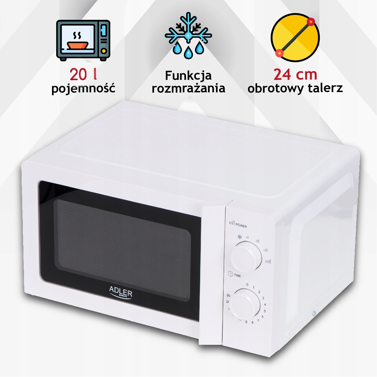 Kuchenka Mikrofalowa AD 6205 20L 700W Funkcja Rozmrażania