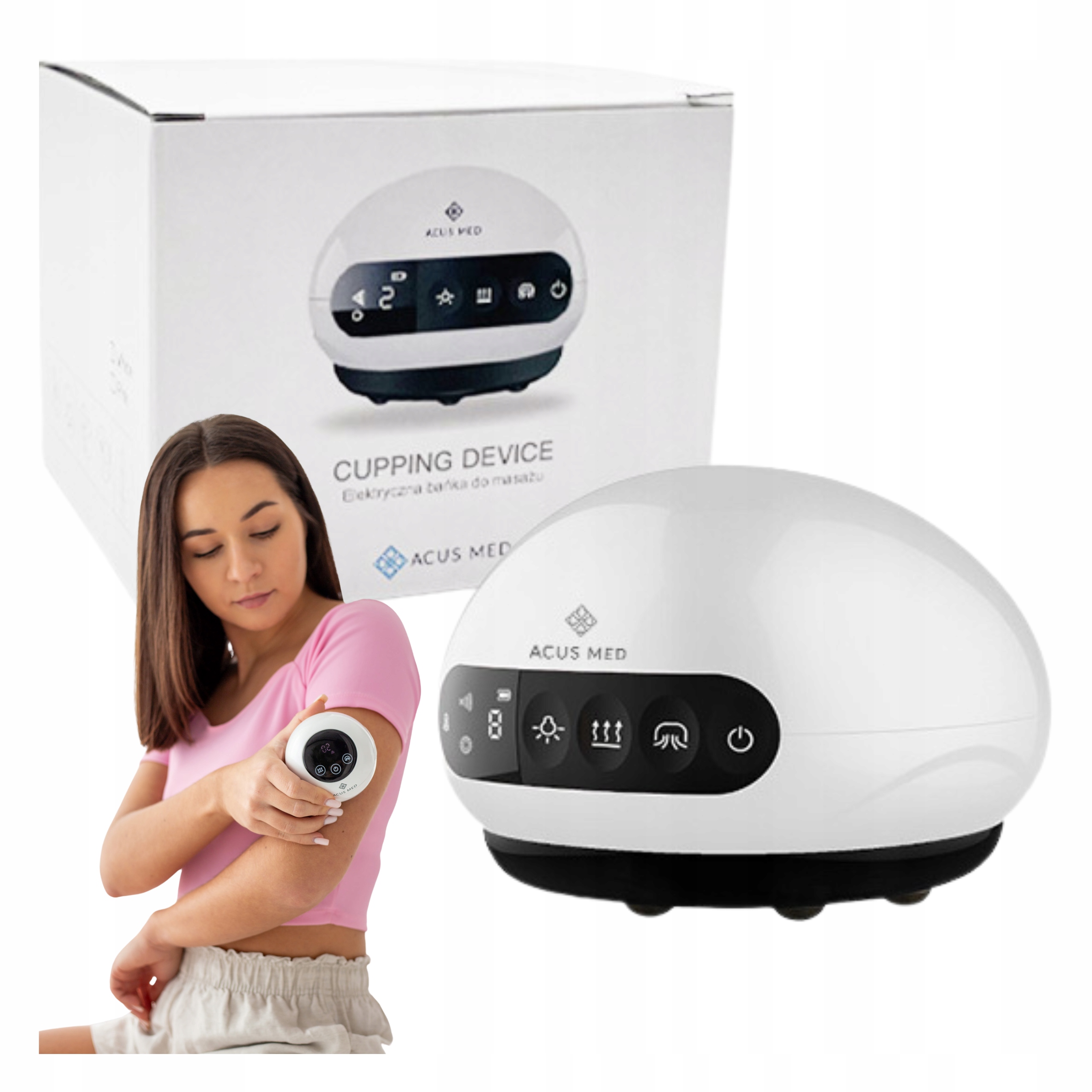 Bańka Chińska Elektryczna Do Masażu Z Podgrzewaniem Antycellulitowa Biała