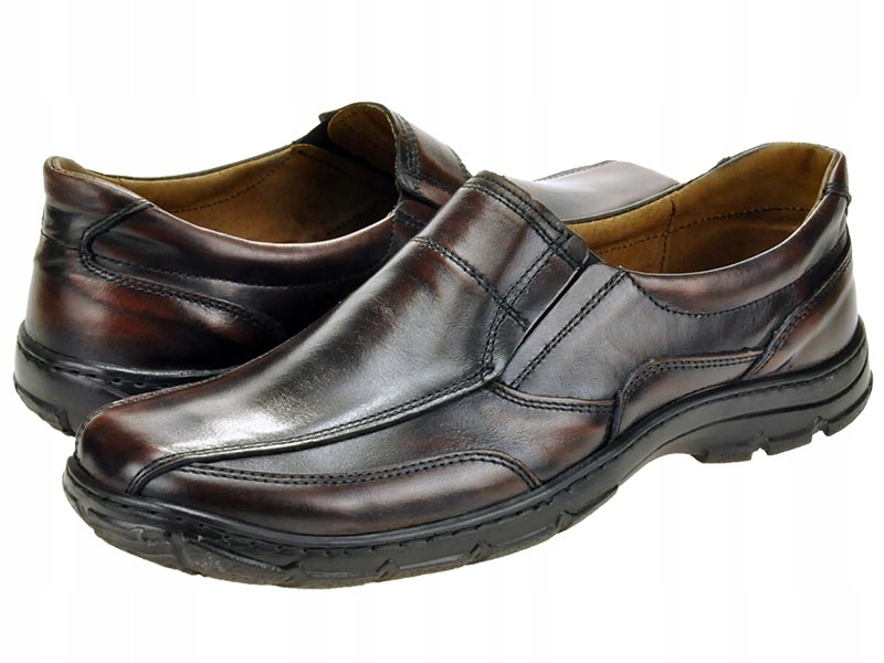 MĘSKIE POLSKIE MOKASYNY SKÓRZANE 160 BRĄZ 43 Kod producenta 160