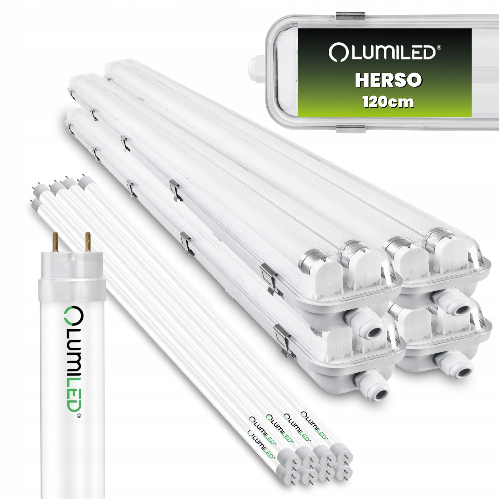 4x Hermetické svítidlo s reflektorem 120 cm IP65 8x Led žárovka 18W