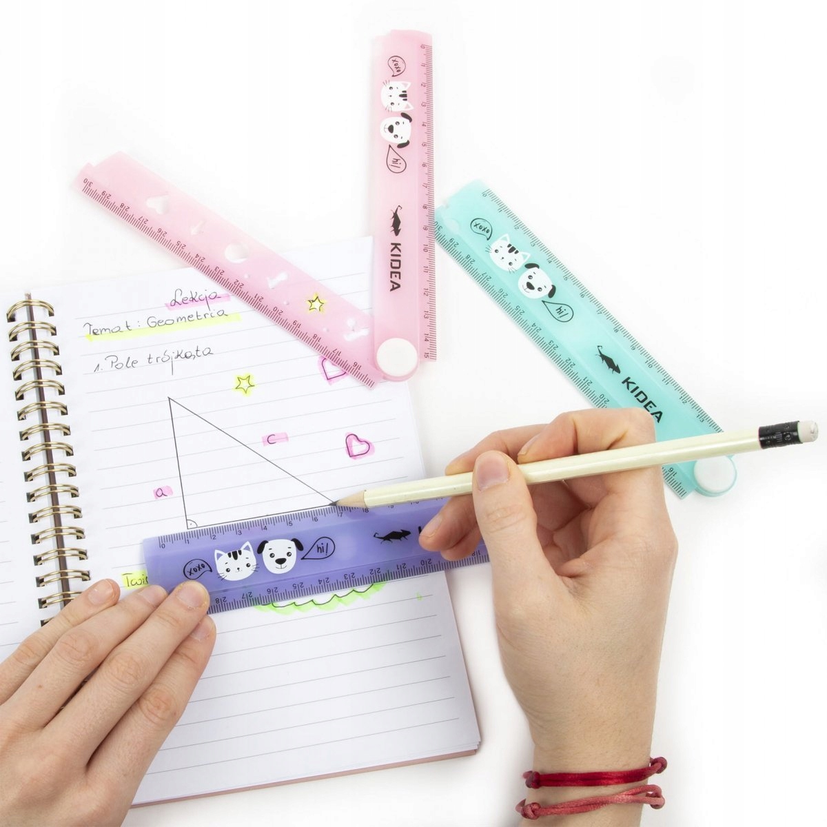 Linijka SKŁADANA Z SZABLONAMI 15-30cm FIOLETOWA Marka Kidea