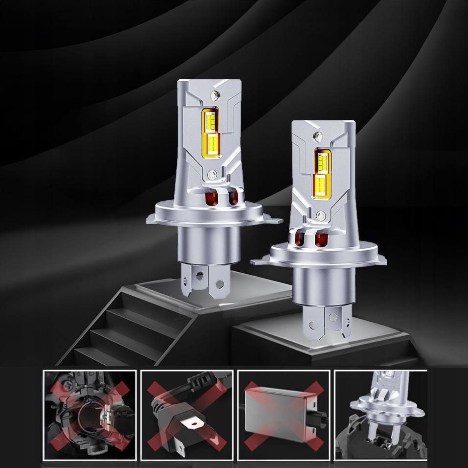 ŻARÓWKI LED H4 RETROFITY 1 do 1 5500K SUPER WHITE Numer katalogowy części LED SKLEPLEDY D8 H4 1 DO 1 SKLEPLEDY