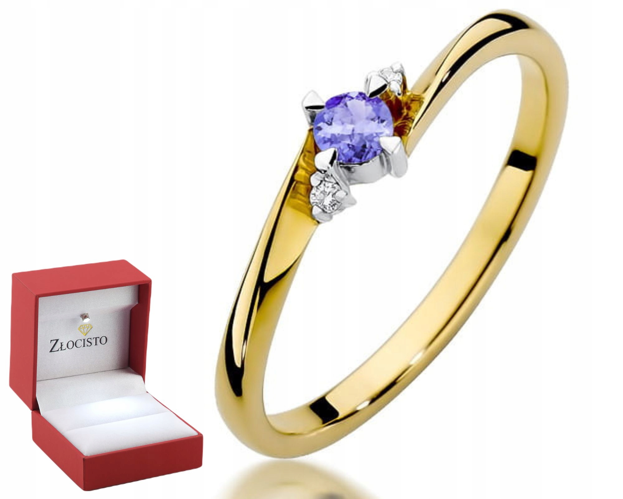 Prstýnek Briliant Tanzanit Žluté Zlato Gravírování 585 Dárek